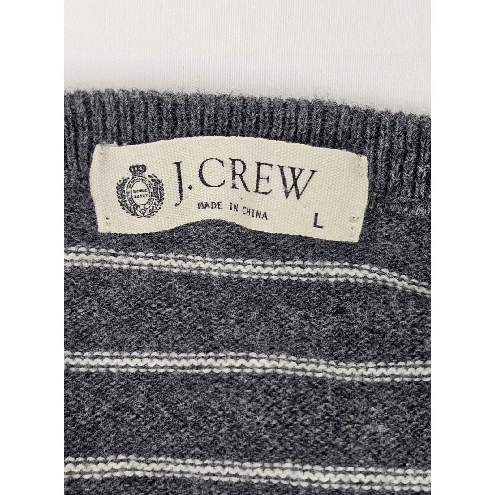 J.Crew J.CREW V-Neck Pullover Sweater Striped Black Gray Cotton Cashmere Mens Large EUC Size US L / EU 52-54 / 3 - 3 Thumbnail