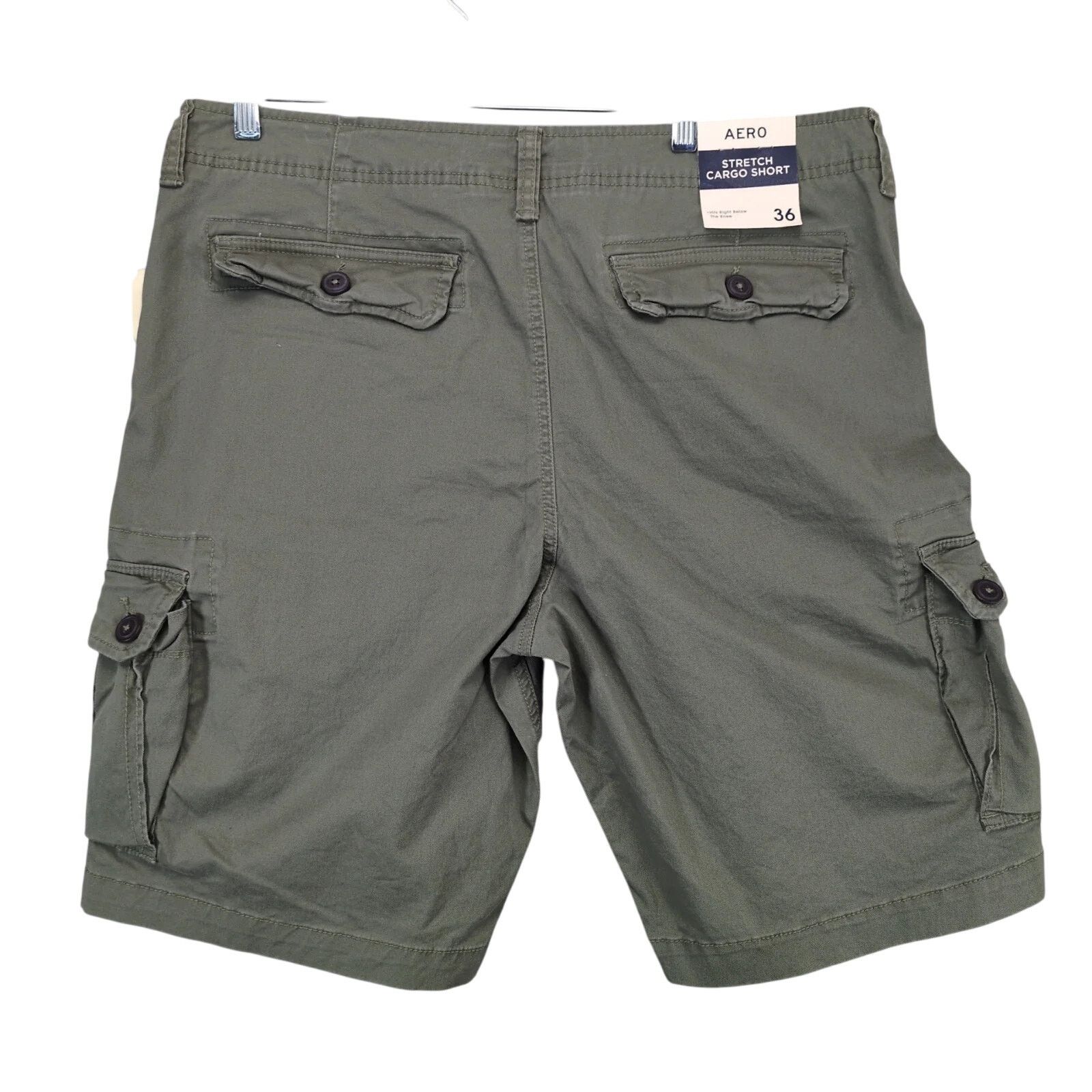 Aeropostale NWT Aero Men's 36x10 Stretch Cargo Shorts Army Green Skater Size US 36 / EU 52 - 2 Thumbnail