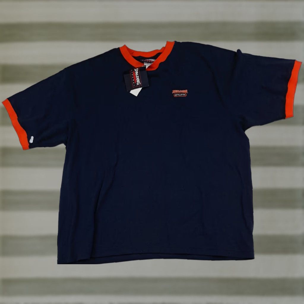 Spalding VINTAGE Spalding Athletic Shirt Navy Orange Trim 2XL NWT Men Short Sleeve T-Shirt Sports Blue Theme Size US XXL / EU 58 / 5 - 1 Thumbnail