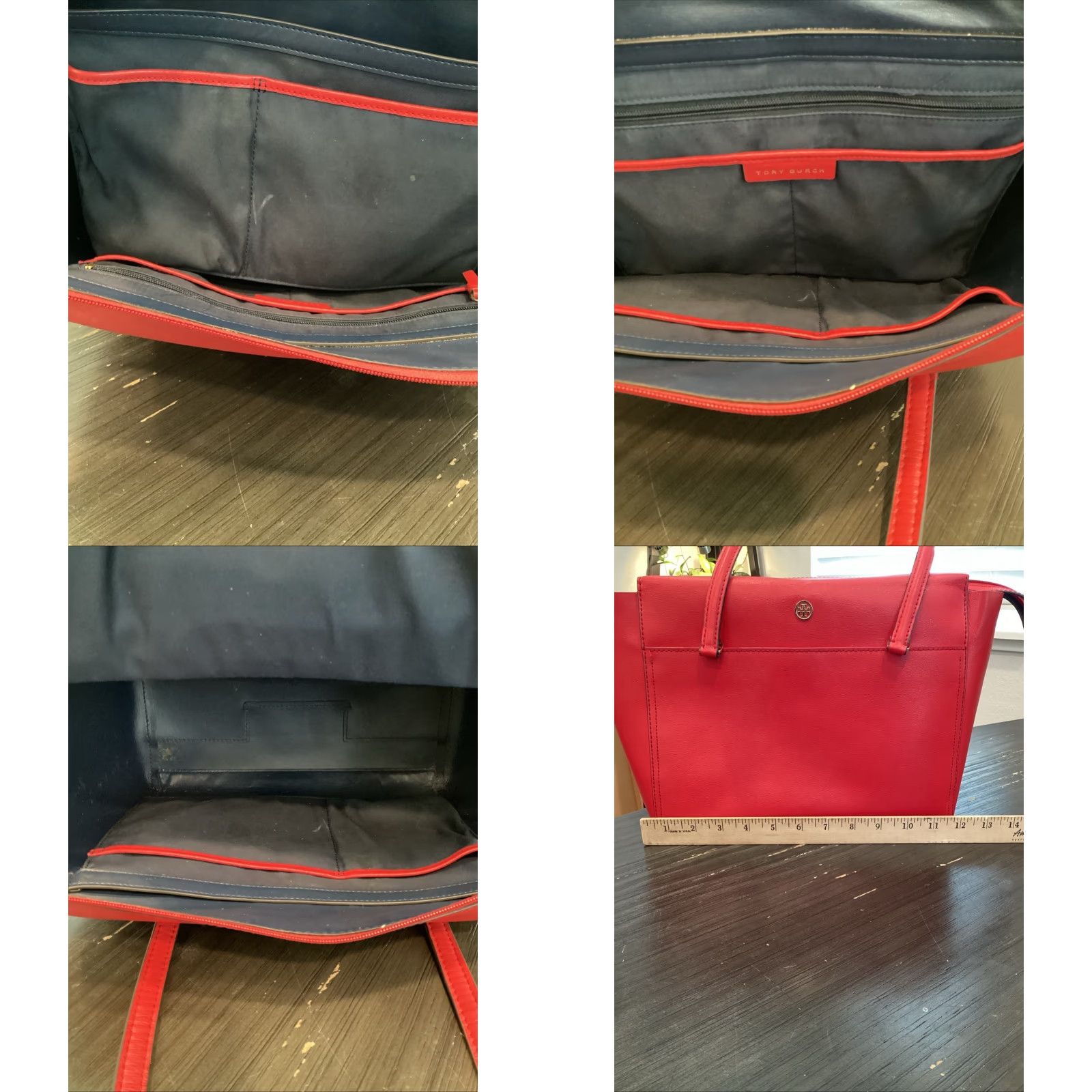 Tory Burch Tory Burch Parker Tote Red Leather Medium Women’s Bag Purse - Zip, Gold Hardware, Canvas/Leather Lining Size ONE SIZE - 8 Thumbnail