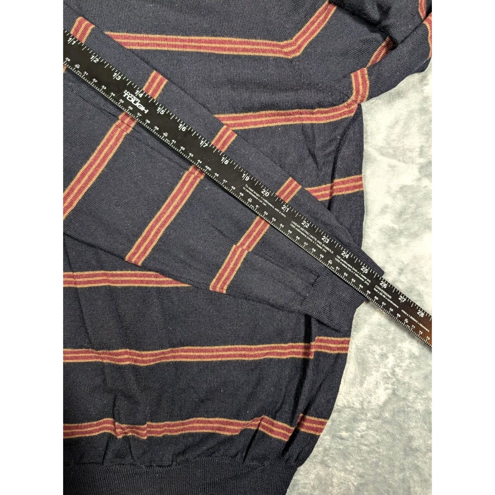 Brooks Brothers Brooks Brothers Sweater Mens 2XL Navy Red Striped Merino Wool Crewneck Knit Pullover Size US XXL / EU 58 / 5 - 4 Thumbnail