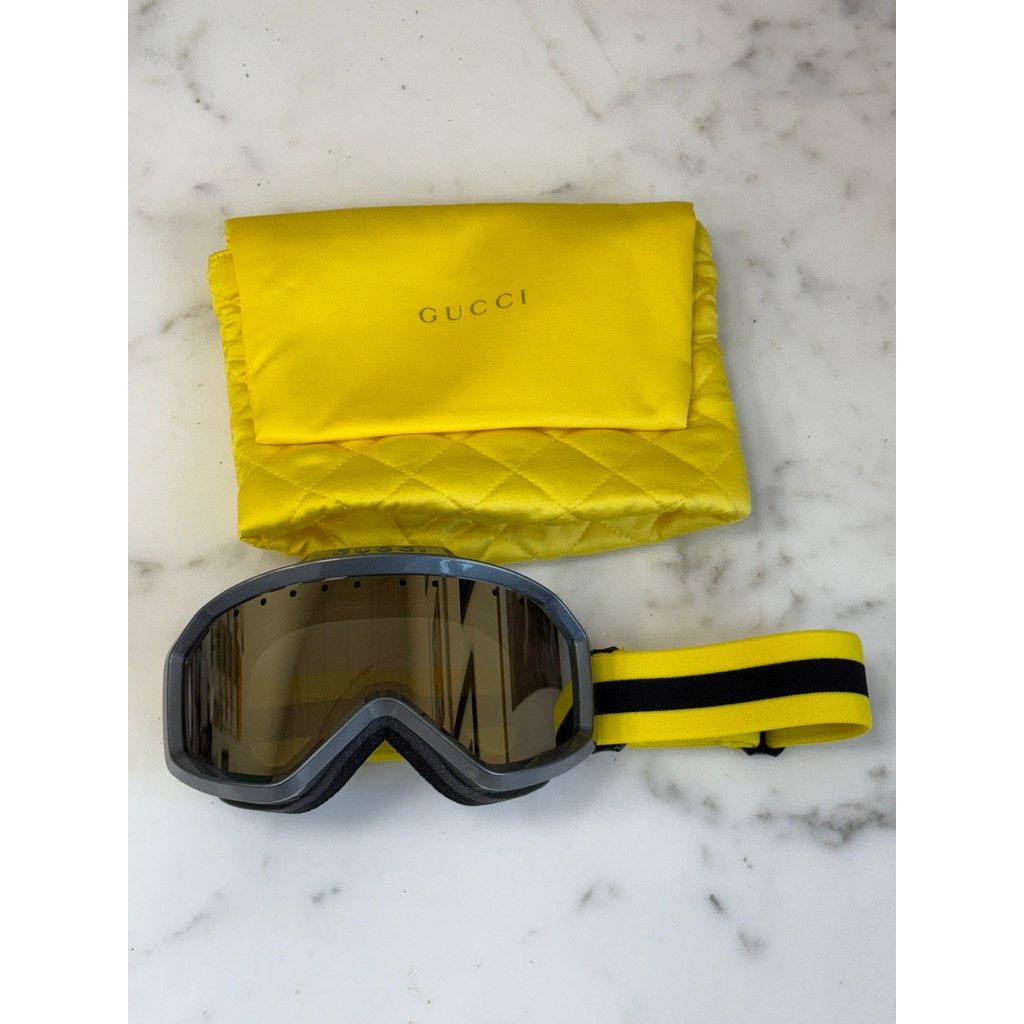 Gucci NEW GUCCI GG1210S Metallic Grey Mirrored Ski Goggles $1100 Size ONE SIZE - 2 Thumbnail