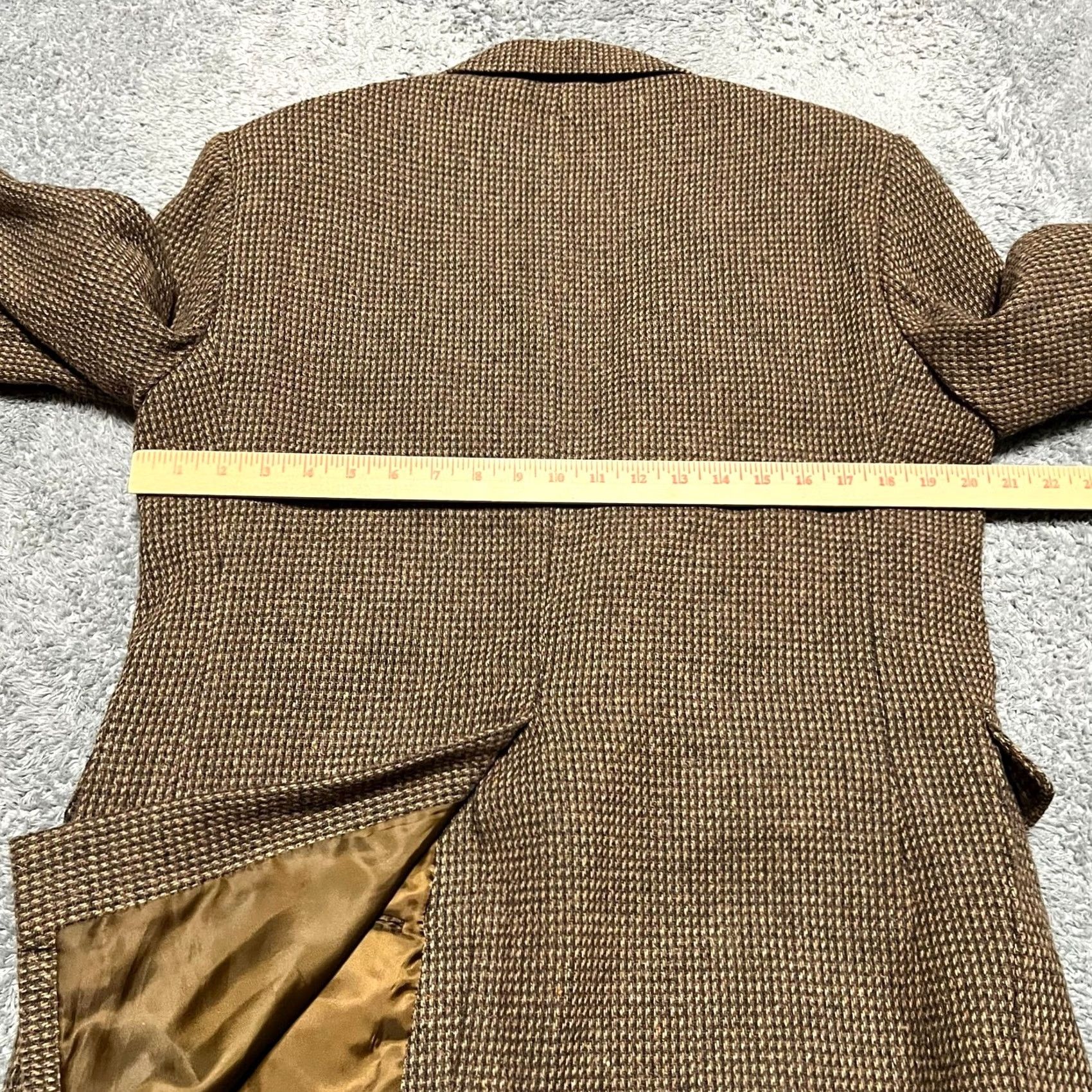 Jordache VINTAGE Jordache Blazer Coat 42R Men Wool Tweed Herringbone Sport Jacket Brown Mens Size 42R - 6 Thumbnail