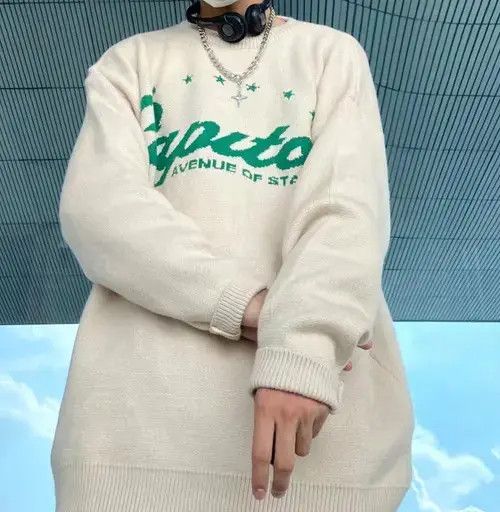 Other Capital Stars Graphic White Sweater Size US L / EU 52-54 / 3 - 3 Thumbnail