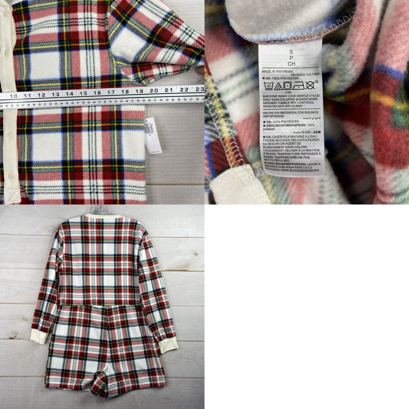Old Navy NWT Old Navy Womens Pajamas Sz S Plaid Fleece Cozy Shortall Romper Shorts 1 Pc Size 28" / US 6 / IT 42 - 8 Thumbnail