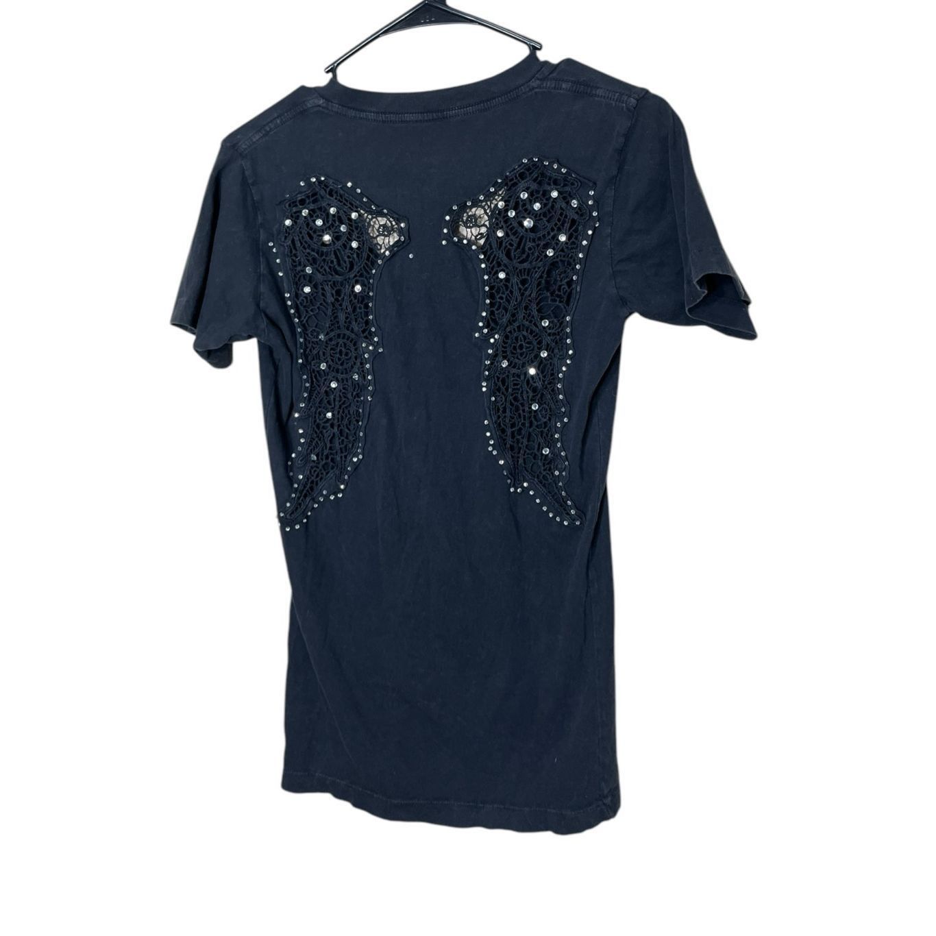 Affliction Affliction Black Angel Wings Bling Rhinestones Short Sleeve Shirt Size Small Size S / US 4 / IT 40 - 5 Thumbnail