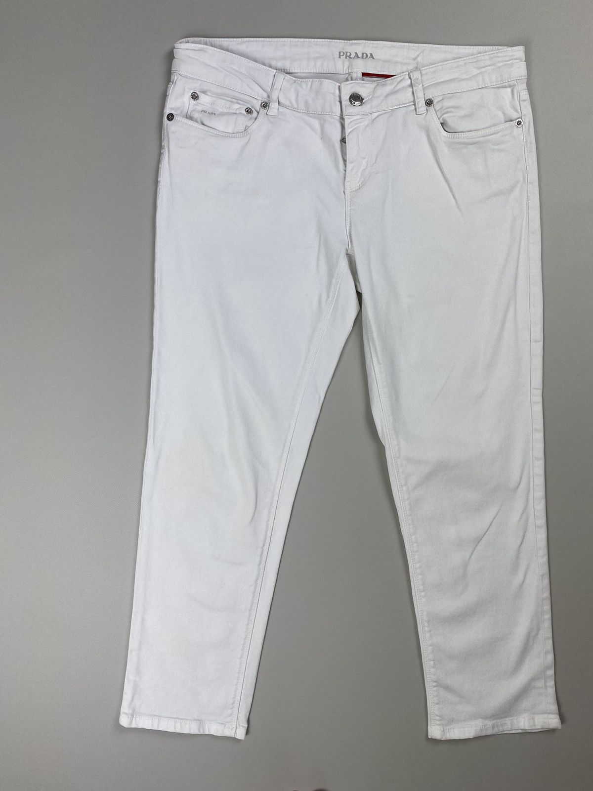 Prada Prada ladies cropped denim Breeches jeans size 29 white Size 29" - 2 Thumbnail