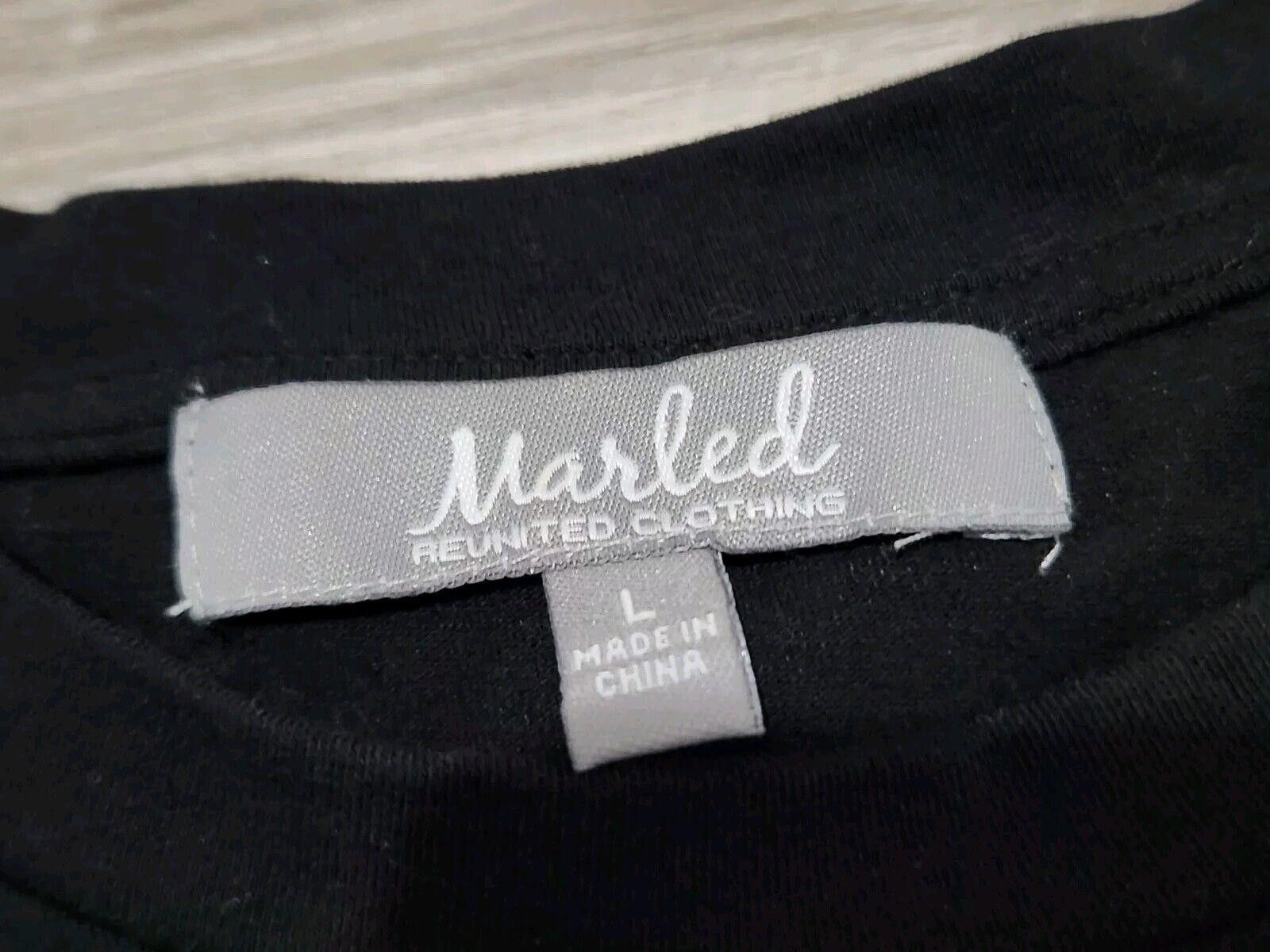 Designer Marled Reunited Top Large Black 3/4 Bell Sleeves Stretch Size L / US 10 / IT 46 - 3 Thumbnail