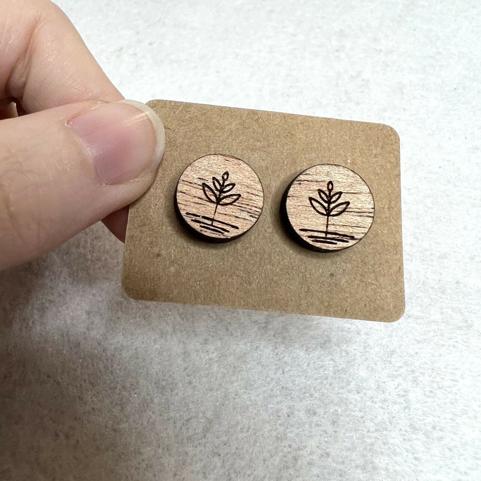 Handmade 3 Pack Wooden Engraved Stud Earrings Size ONE SIZE - 2 Thumbnail