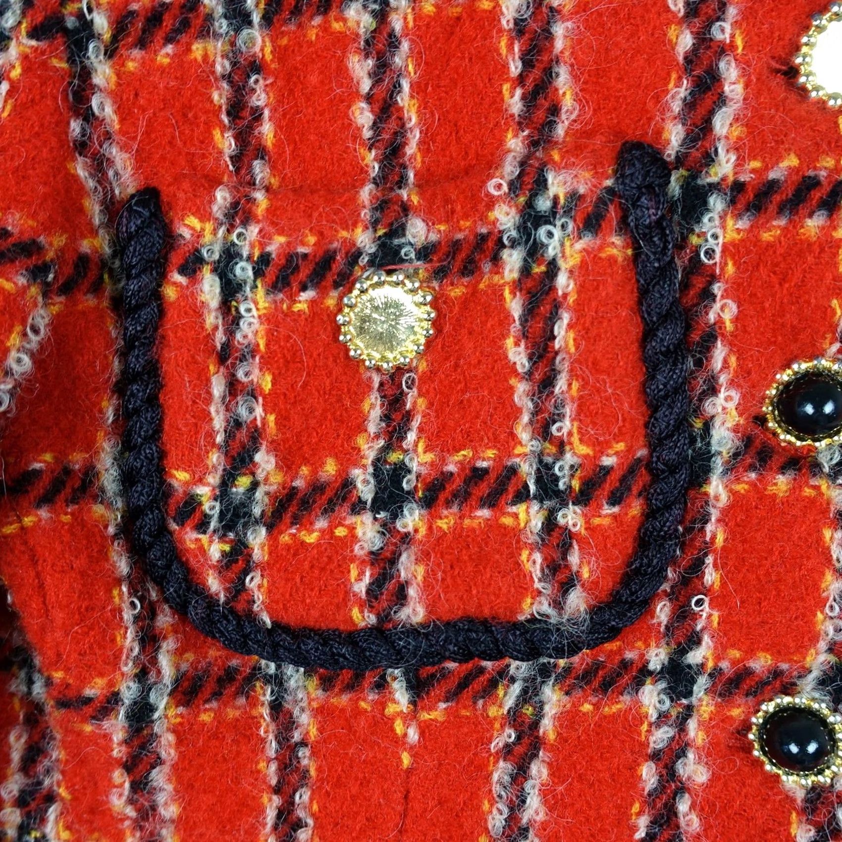 Evan Picone VINTAGE Evan Picone Jacket Womens 6 Red Plaid Wool Tweed Collarless Short Coat/Blazer USA Size M / US 6-8 / IT 42-44 - 3 Thumbnail