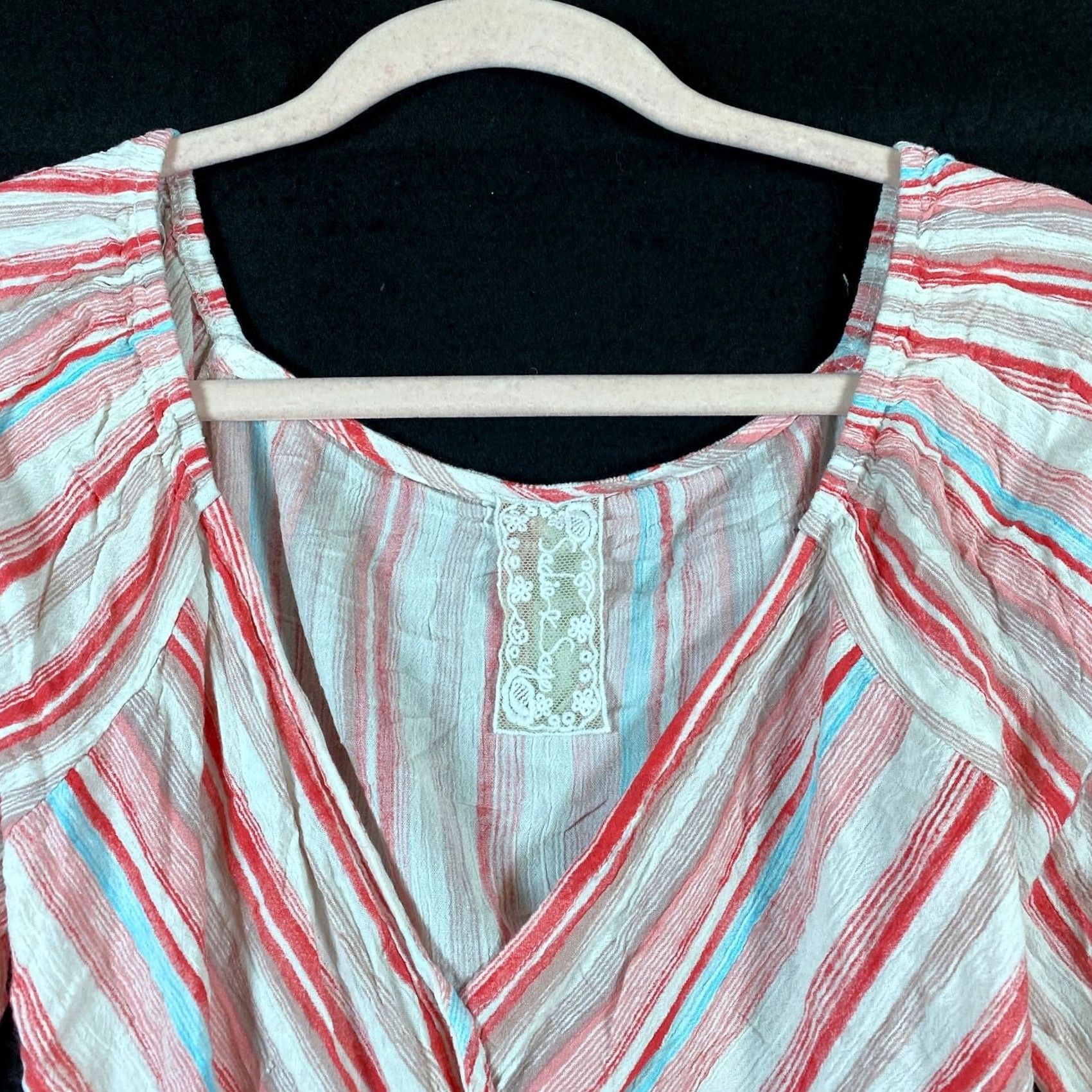 Anthropologie Sadie & Sage Anthropologie Womens Blouse Multi Striped Deep V Long Sleeve M Shirt Girls? Size M / US 6-8 / IT 42-44 - 2 Thumbnail