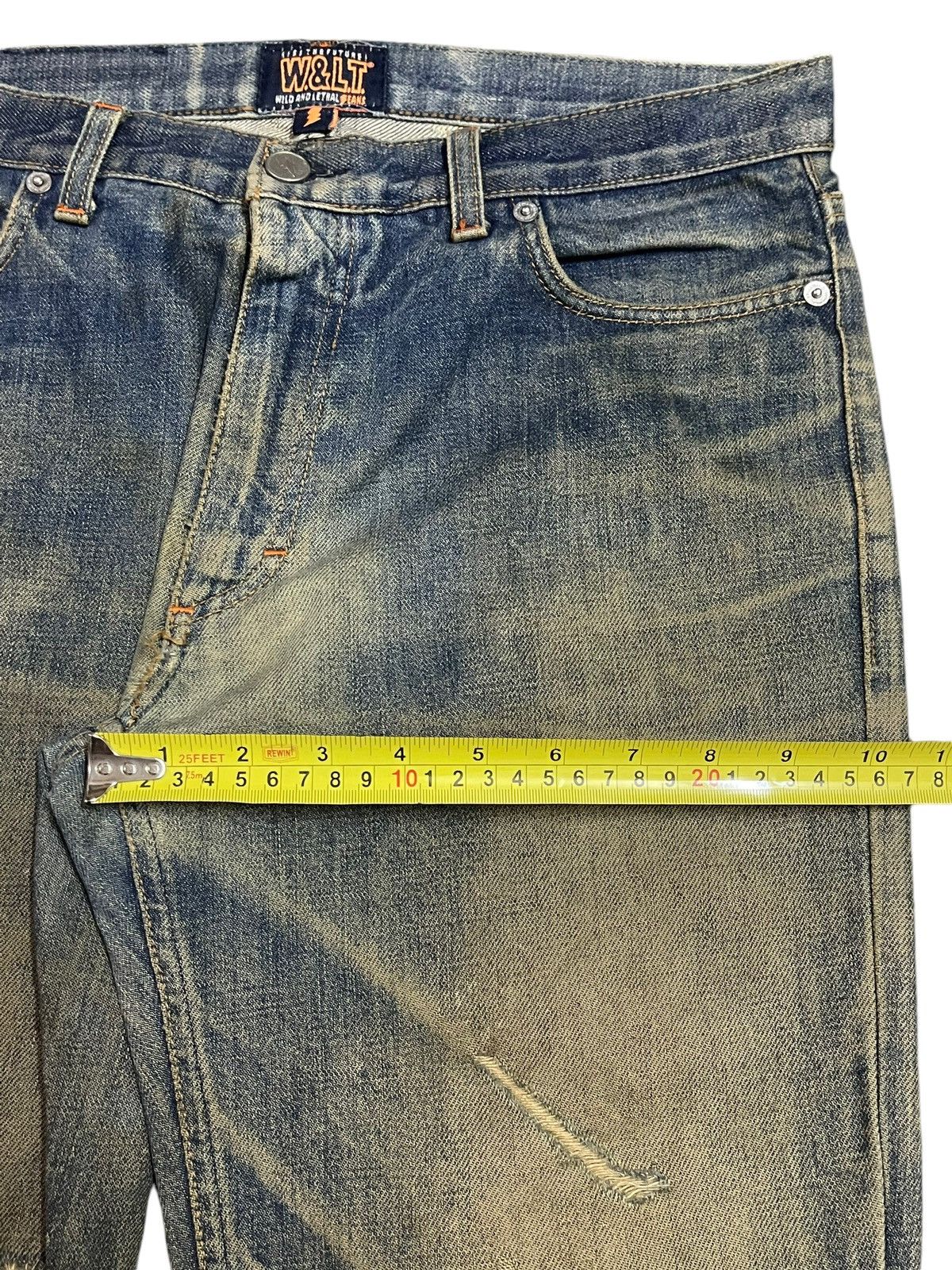 W&LT Vintage W&LT Kiss The Future Mud Wash Distress Bootcut Jeans Size US 32 / EU 48 - 17 Thumbnail