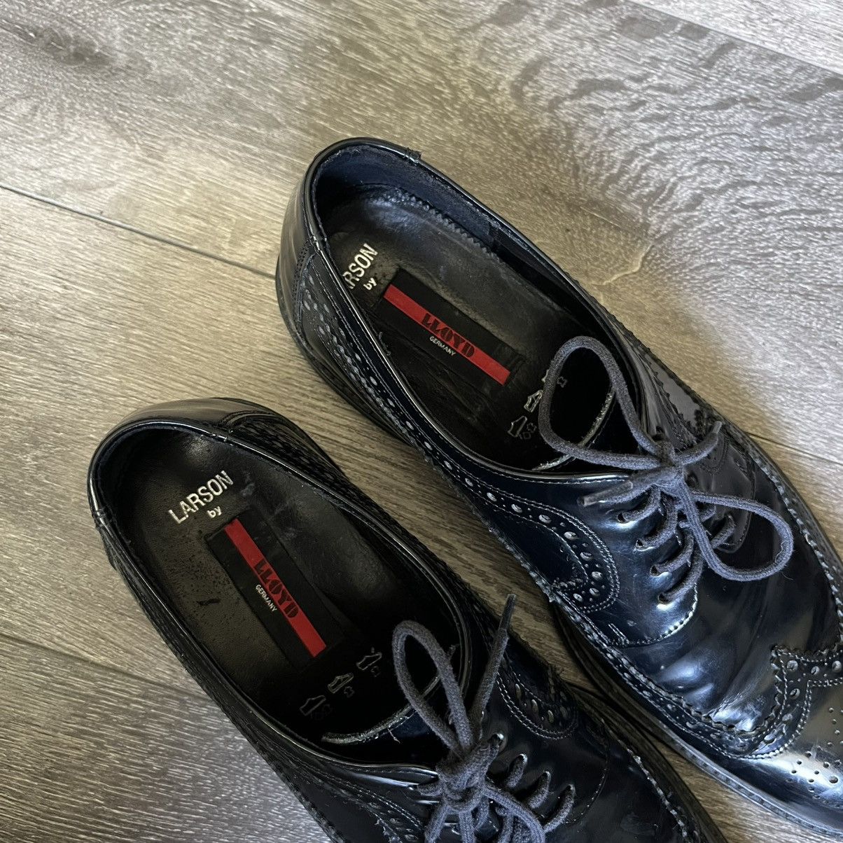 Designer × LLOYD × Vintage Vintage Larson by Lloyd Wing Tip Black Leather Loafers Shoes Size US 10.5 / EU 43-44 - 8 Thumbnail
