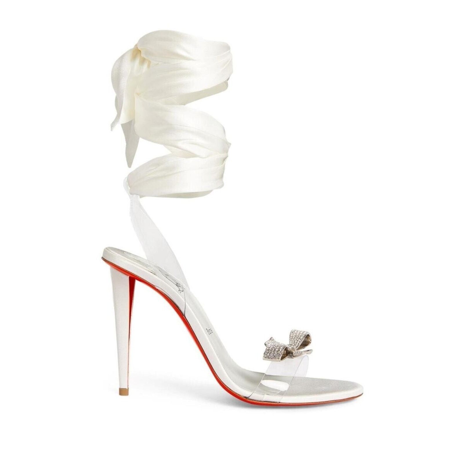 Christian Louboutin Christian Louboutin Astrinodo 100 Ivory PVC Bow Lace Up Size US 7 / IT 37 - 2 Thumbnail