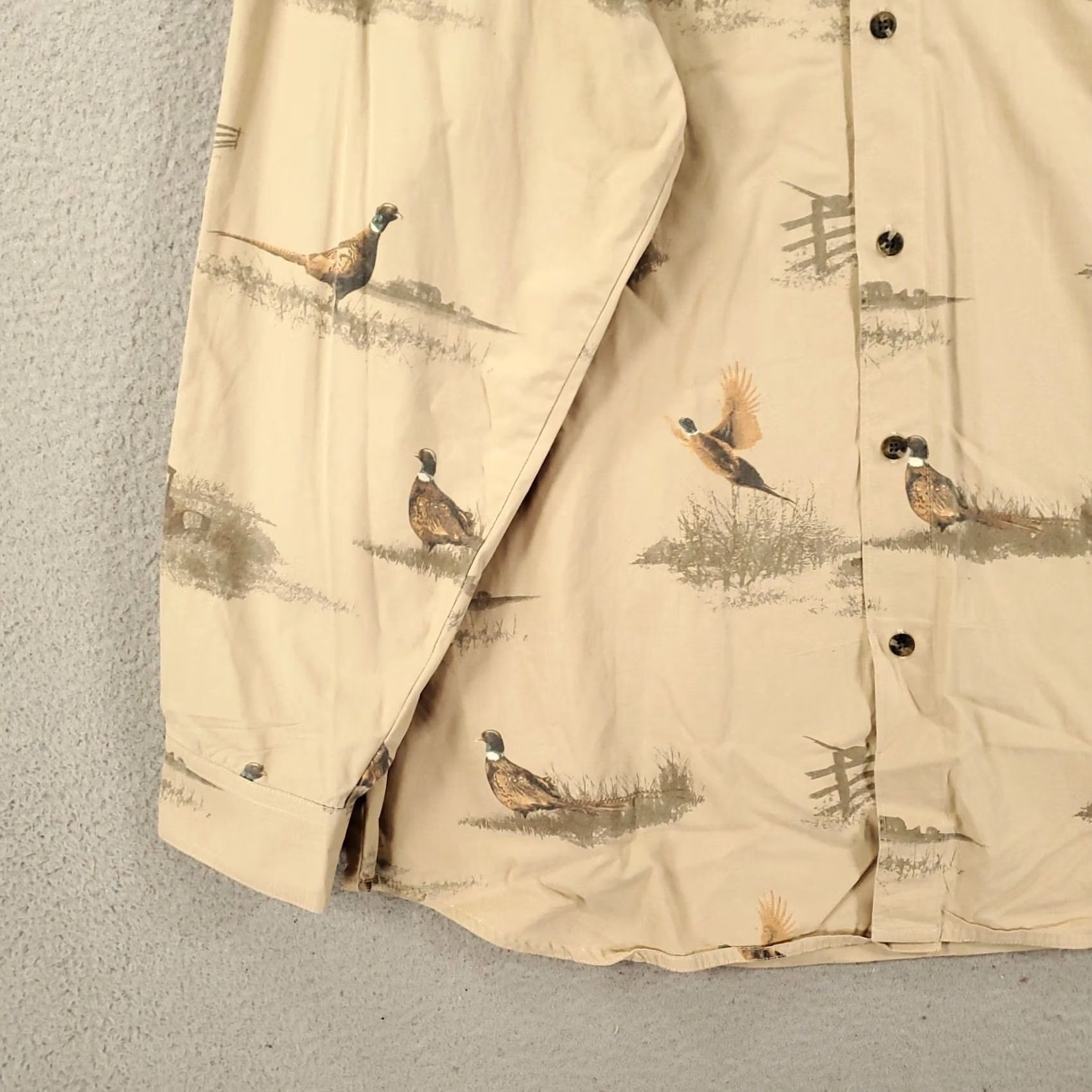 Vintage Columbia River Lodge Shirt Mens XXL Beige Pheasant Graphic Print Button-Up Collared Long Sleeve Size US XXL / EU 58 / 5 - 3 Thumbnail