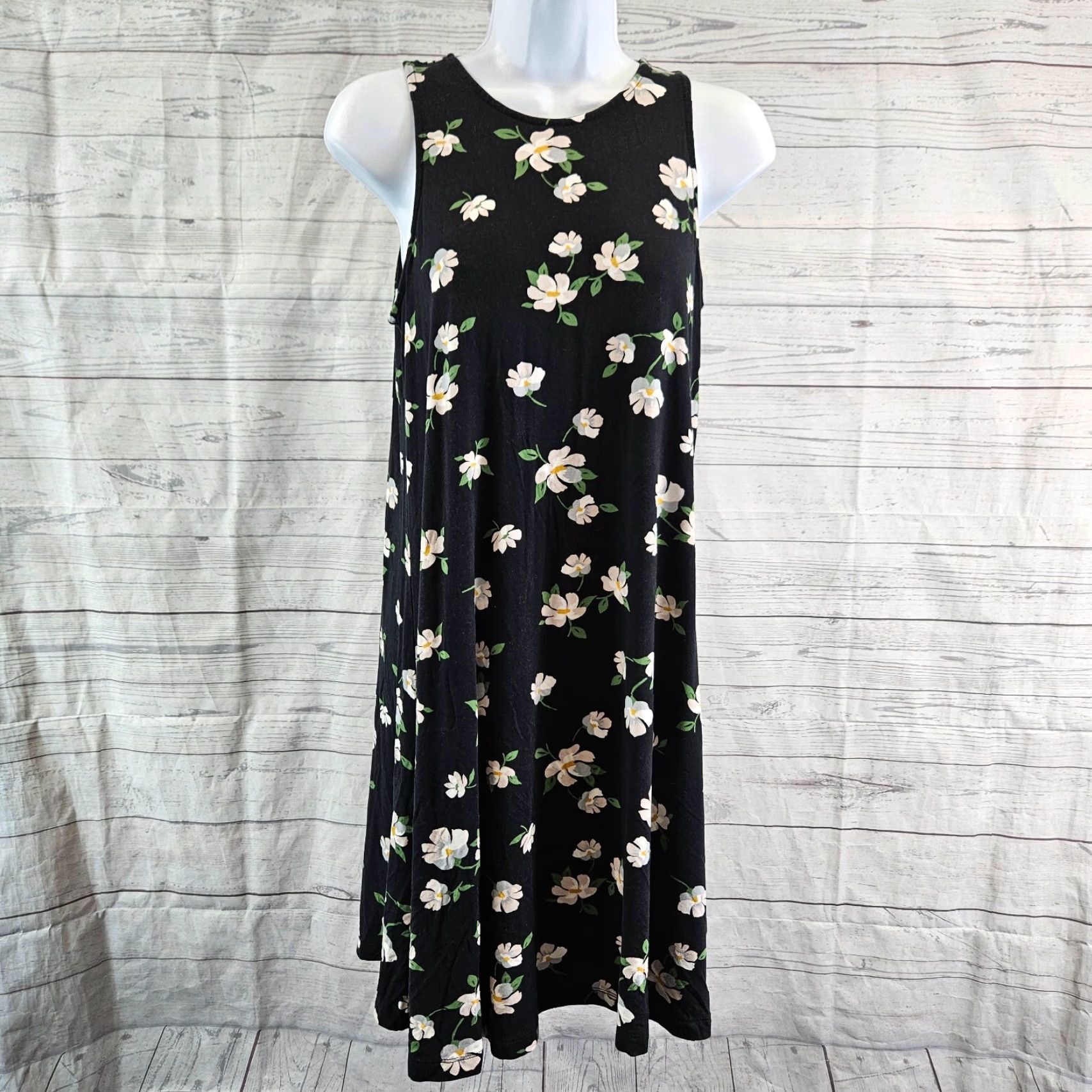 Old Navy Old Navy Womens Dress S Small Black Green Floral Sleeveless Rayon Blend Tank Dress Womens Size S / US 4 / IT 40 - 2 Thumbnail