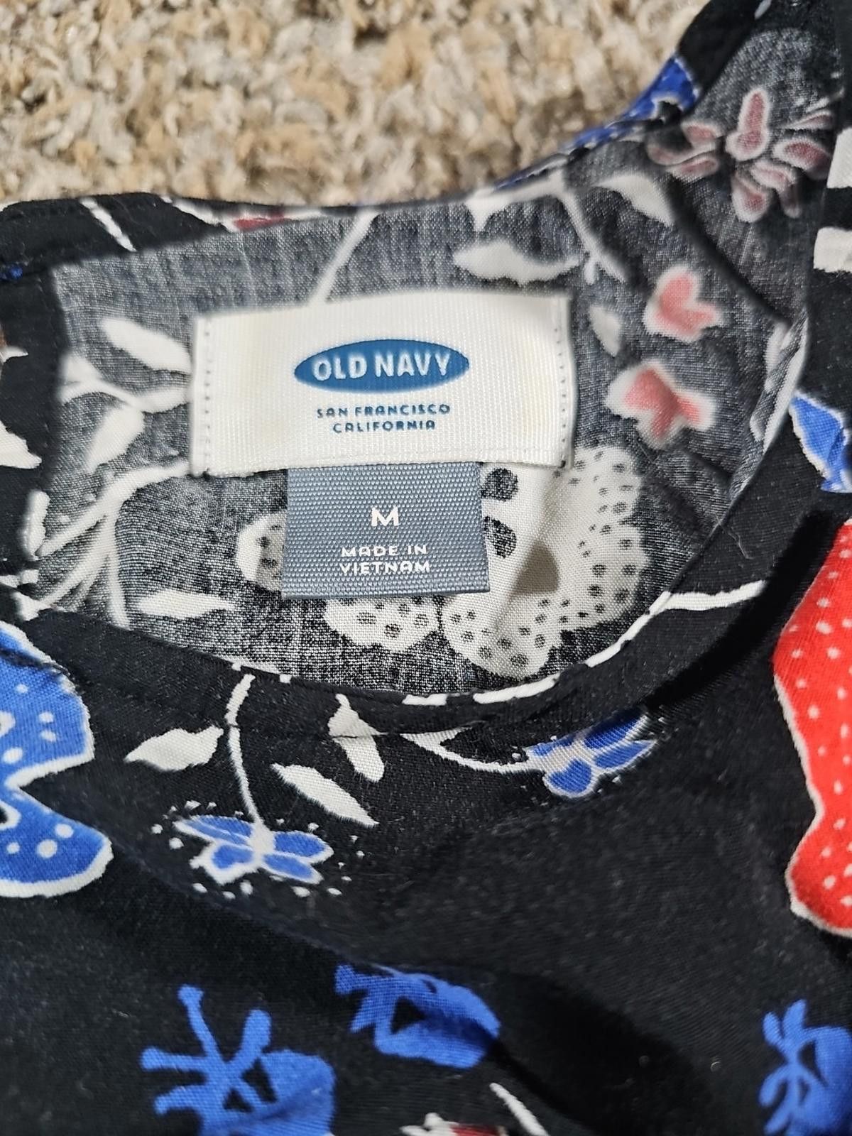 Old Navy Old Navy Tunic Shirt Dress Black Floral Lightweight Flowy M Size M / US 6-8 / IT 42-44 - 2 Thumbnail