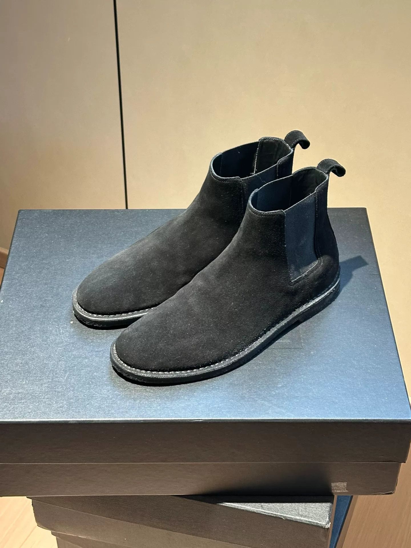 Saint Laurent Suede Boots with Rubber Sole