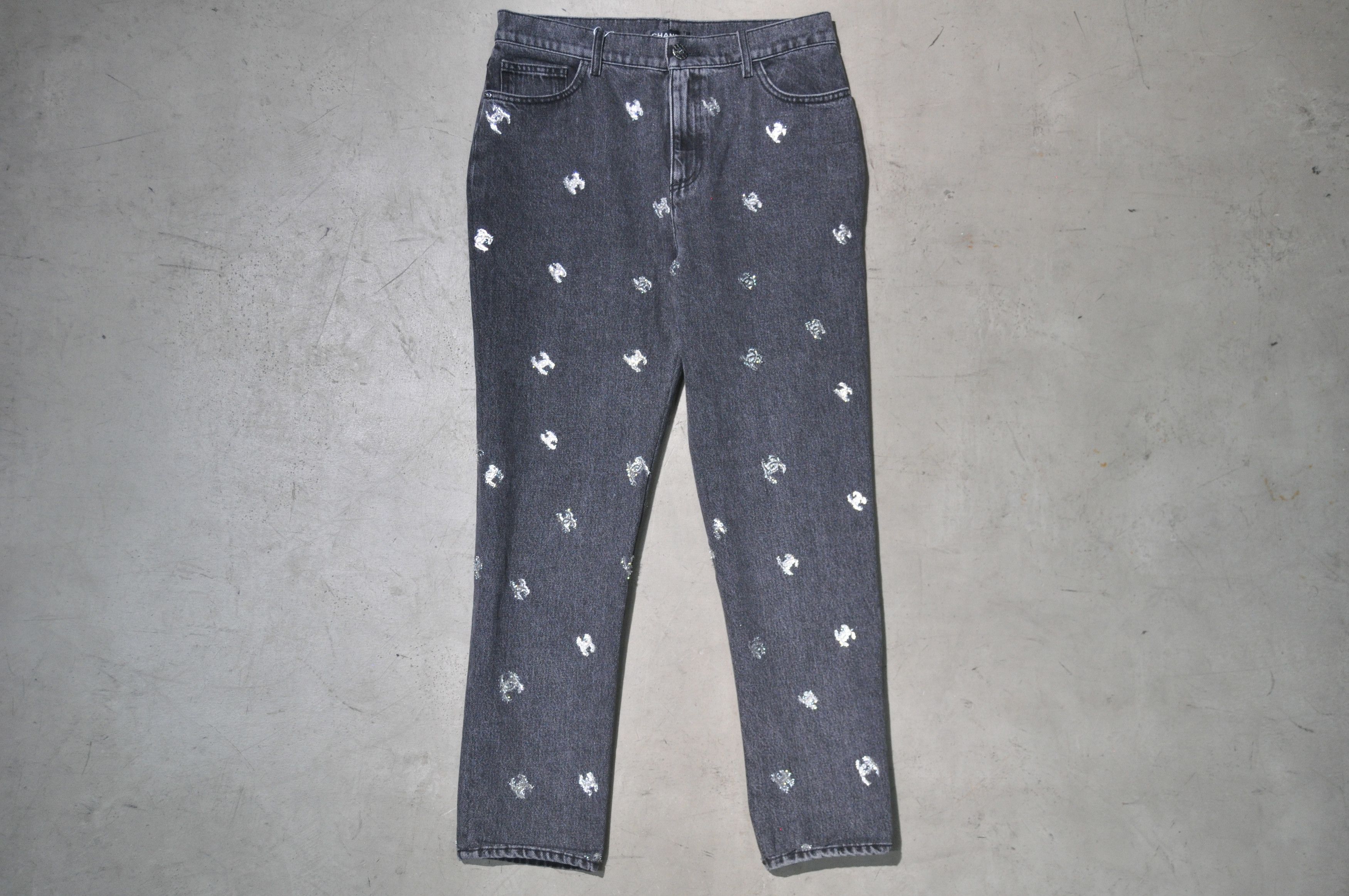 Chanel Chanel - F/W 21 - Silver CC Logo Denim Jean Size 28" / US 6 / IT 42 - 2 Thumbnail