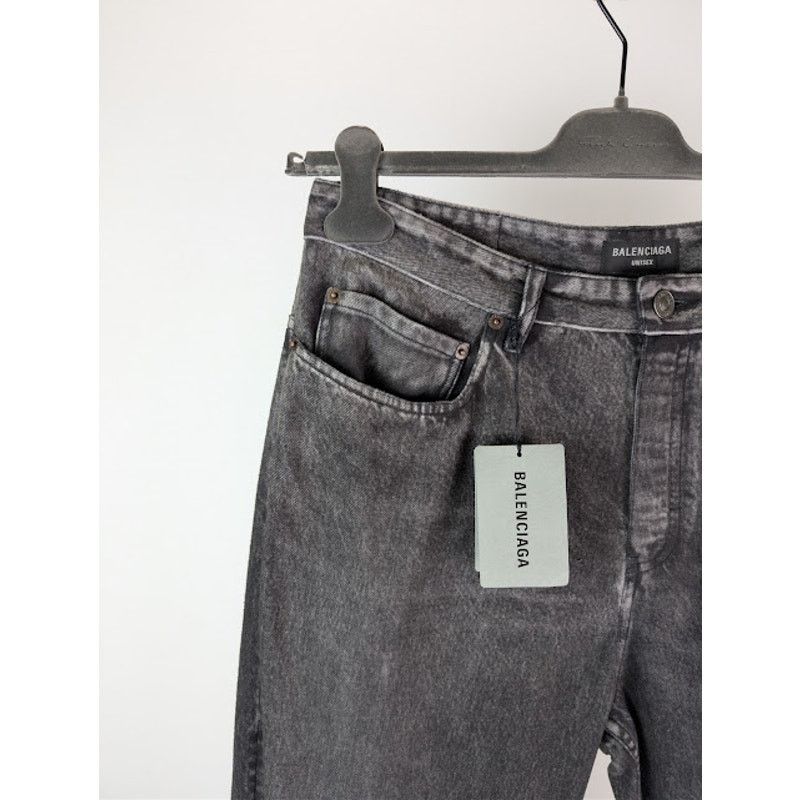 Balenciaga o1rshd1 Trompe L'oeil Fleece Denim Pants in Black Size US 30 / EU 46 - 6 Thumbnail