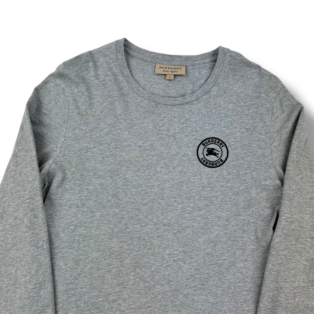 Burberry Burberry Grey Embroidered Logo Long Sleeve T Shirt Size US L / EU 52-54 / 3 - 1 Thumbnail