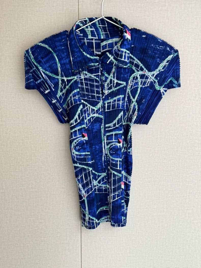 Issey Miyake issey miyake size:3 Blue pleated short sleeves Size XXS / US 00 / IT 34 - 1 Thumbnail