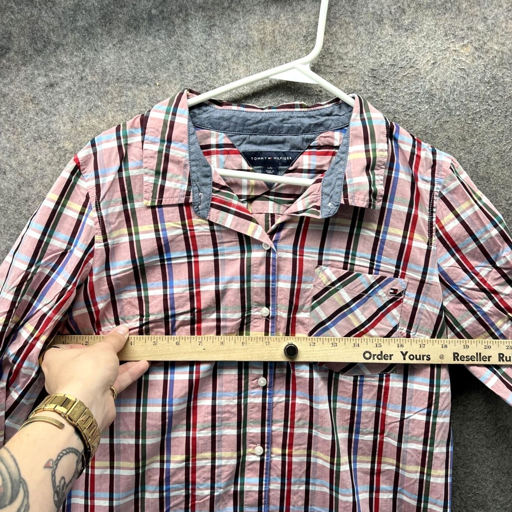 Tommy Hilfiger Tommy Hilfiger Shirt Womens Large Plaid Button Front Long Sleeve Lightweight Multicolor Size L / US 10 / IT 46 - 3 Thumbnail