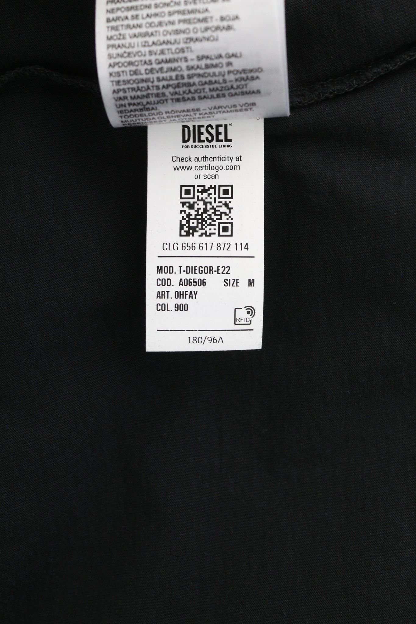 Diesel T-DIEGOR-E22 M Black Washed Short Sleeve Tricot 40335 Size US M / EU 48-50 / 2 - 9 Thumbnail