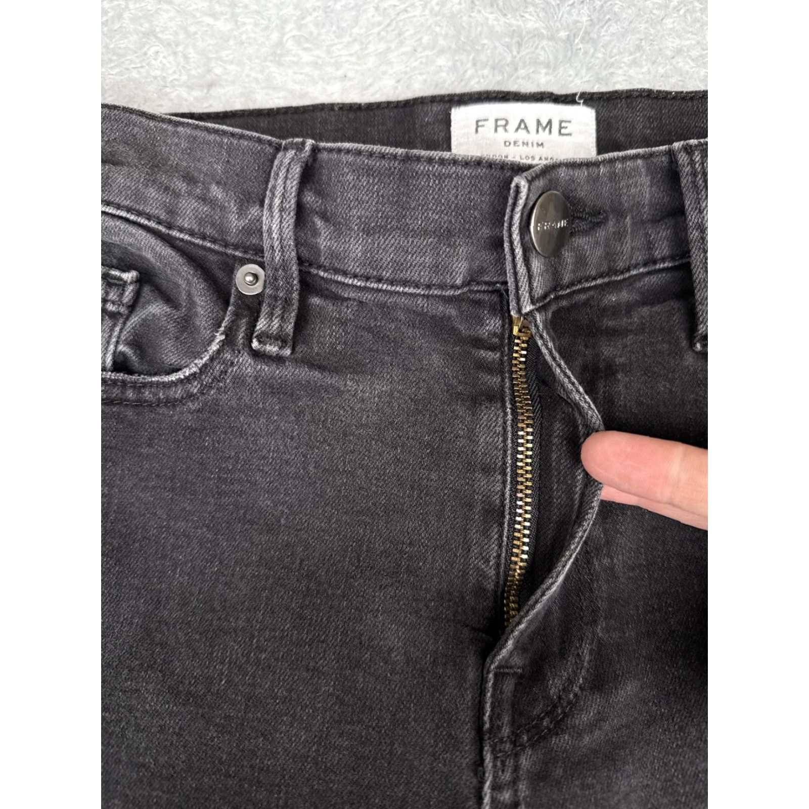 Frame FRAME L'Homme Skinny Jeans Mens 32x28 Gray Charcoal Distressed Stretch Denim USA Size US 32 / EU 48 - 5 Thumbnail