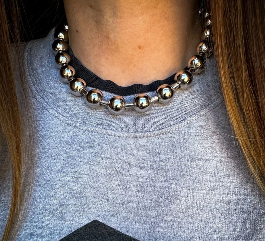Vintage 45cm 10mm Ball Chain Choker Gothic Necklace Size ONE SIZE - 2 Thumbnail