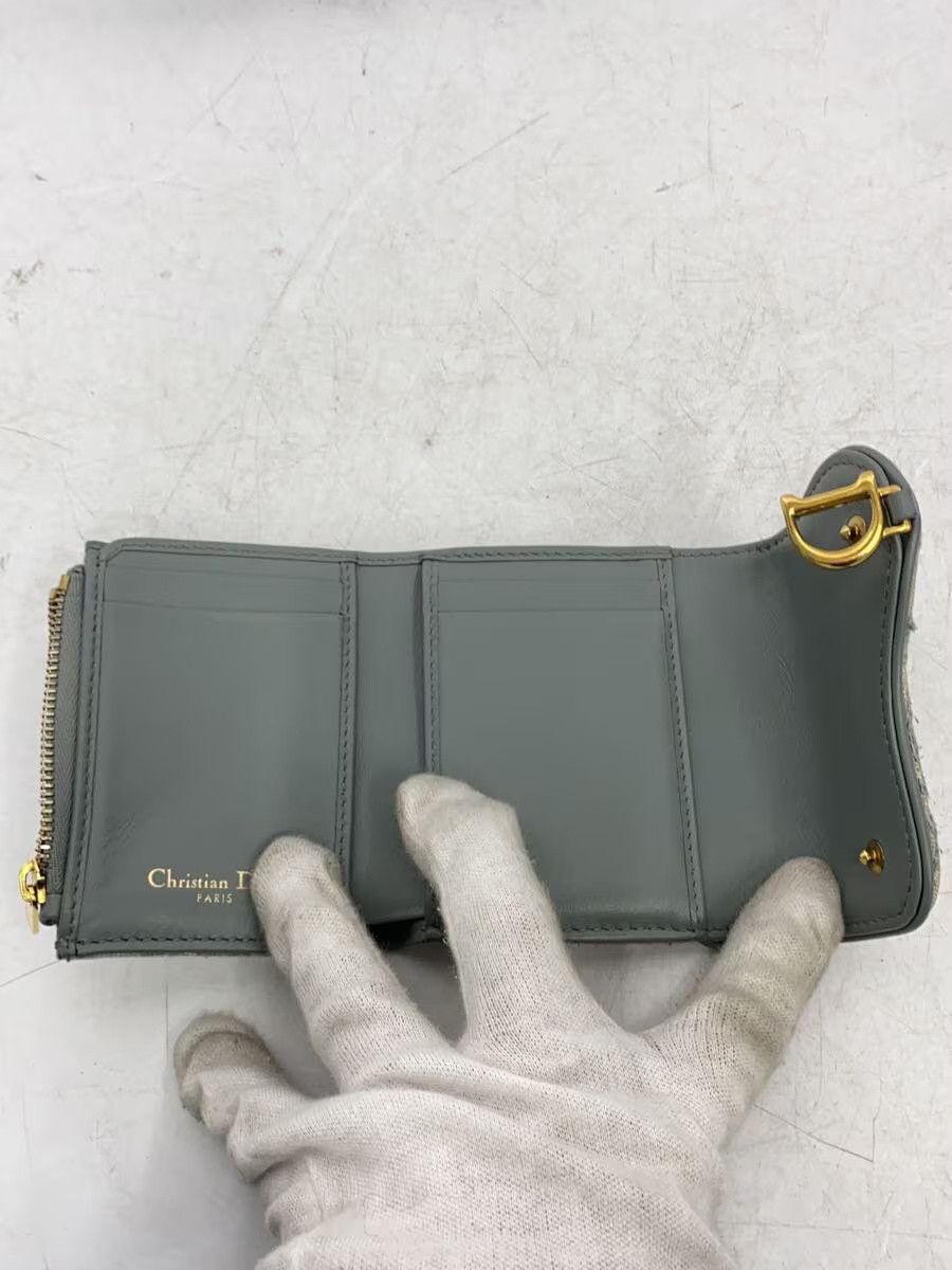Dior Dior Saddle Lotus Monogram Tri-Fold Wallet Grey Size ONE SIZE - 4 Thumbnail
