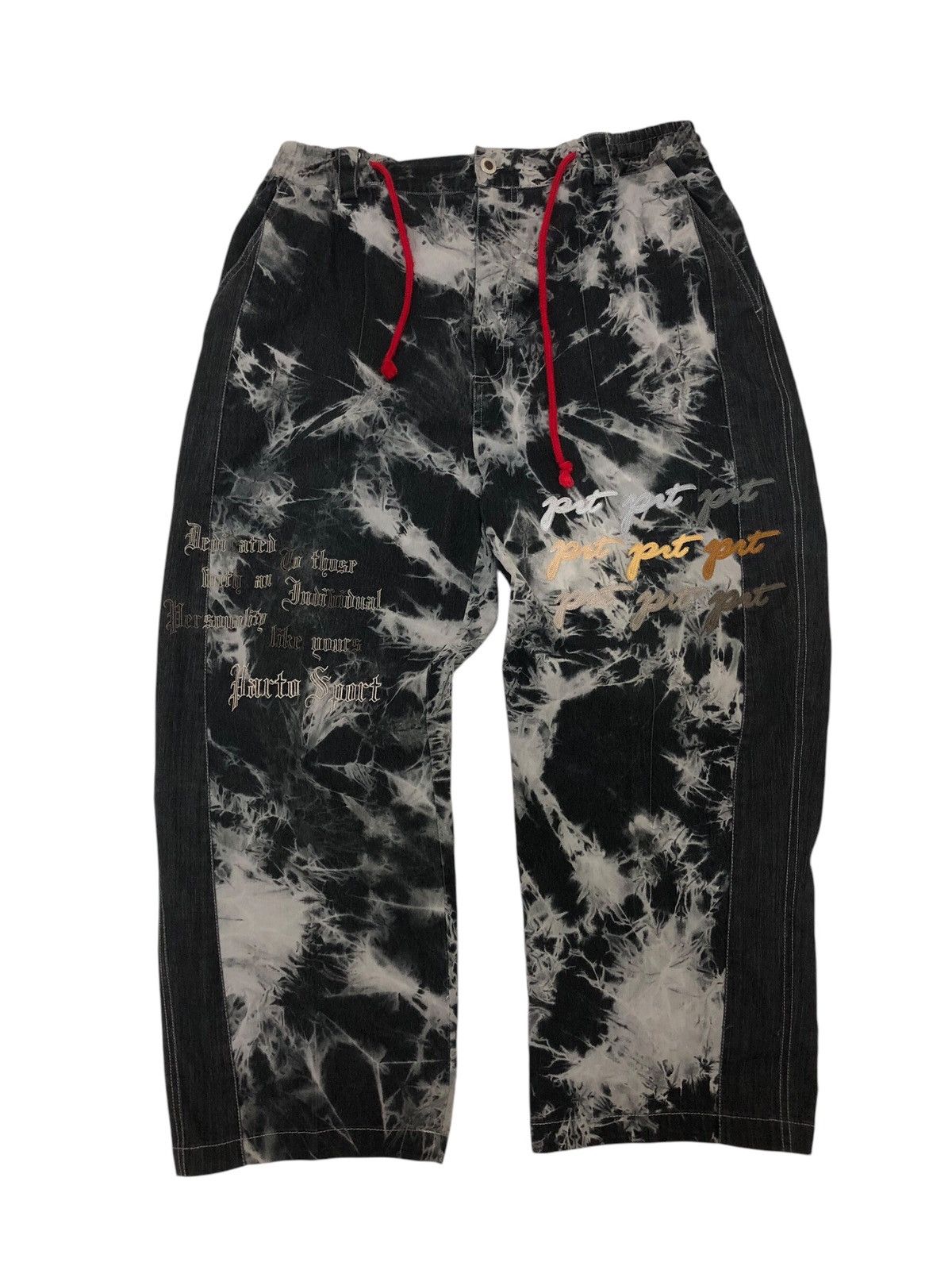 Japanese Brand × Vintage 🇯🇵 PARTO D.I.V BAGGY WIDE LEG ACIDWASH EMBROIDERED STATEMENT Size US 35 - 1 Thumbnail