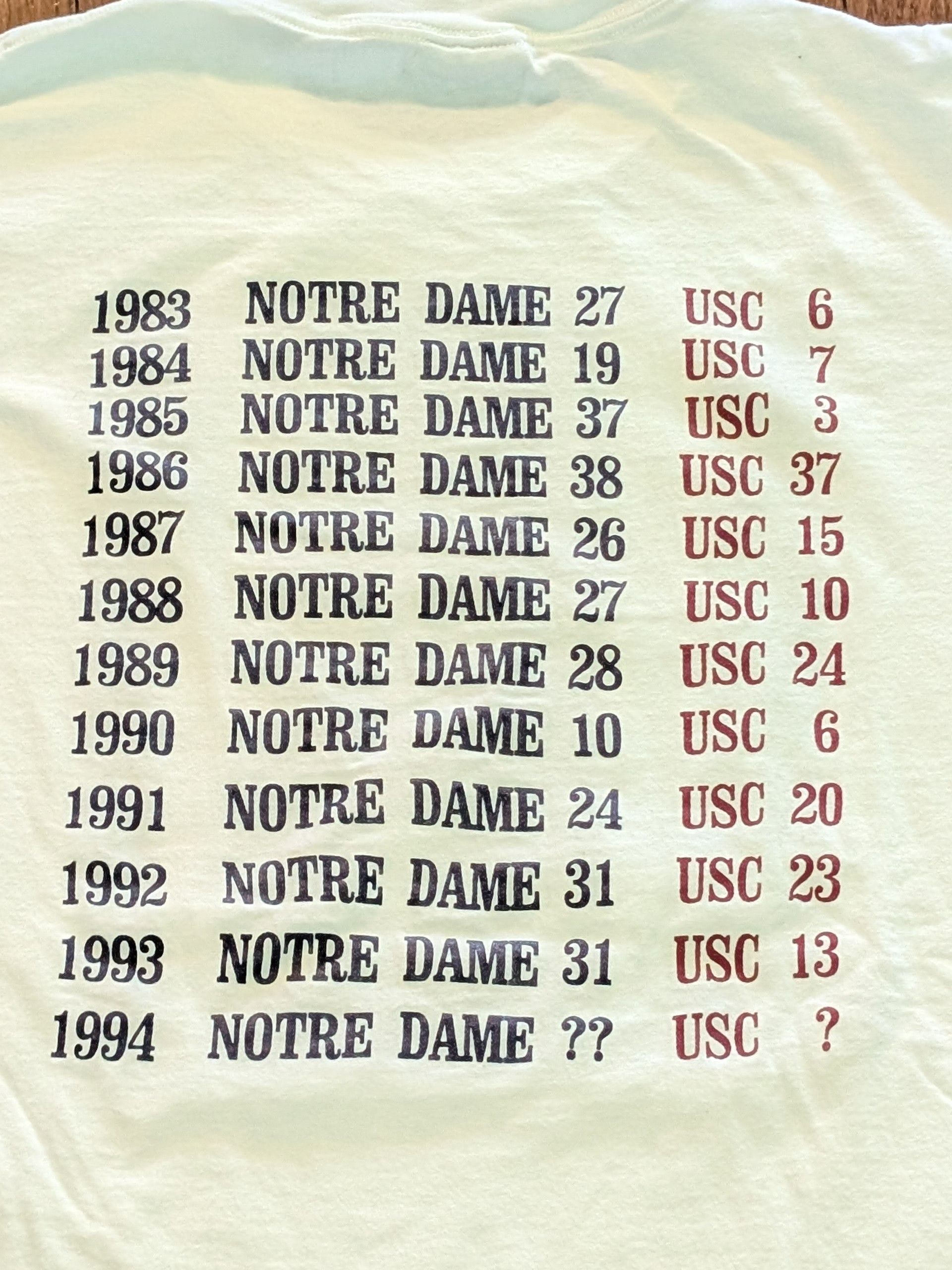 Other 1994 Notre Dame vs USC Football T-Shirt XL Size US XL / EU 56 / 4 - 6 Thumbnail
