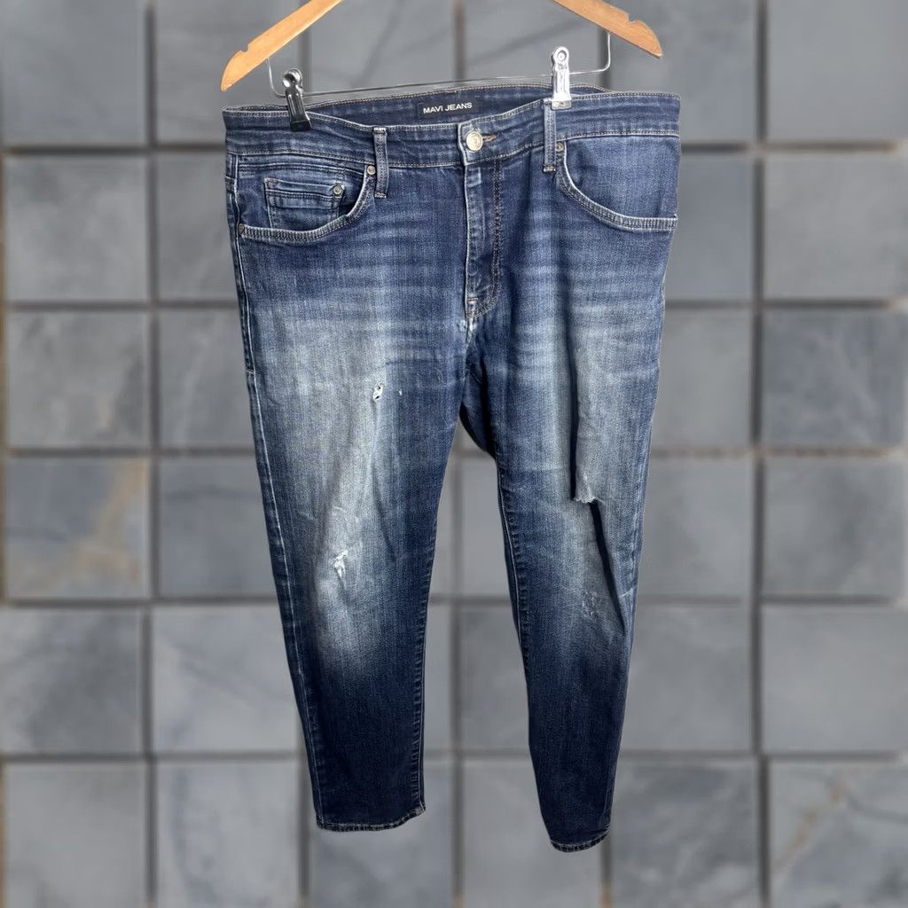 Mavi Mavi Jeans Mens 38 32 Blue Medium Wash Slim Tapered Distressed Denim Pants Size US 38 / EU 54 - 1 Thumbnail