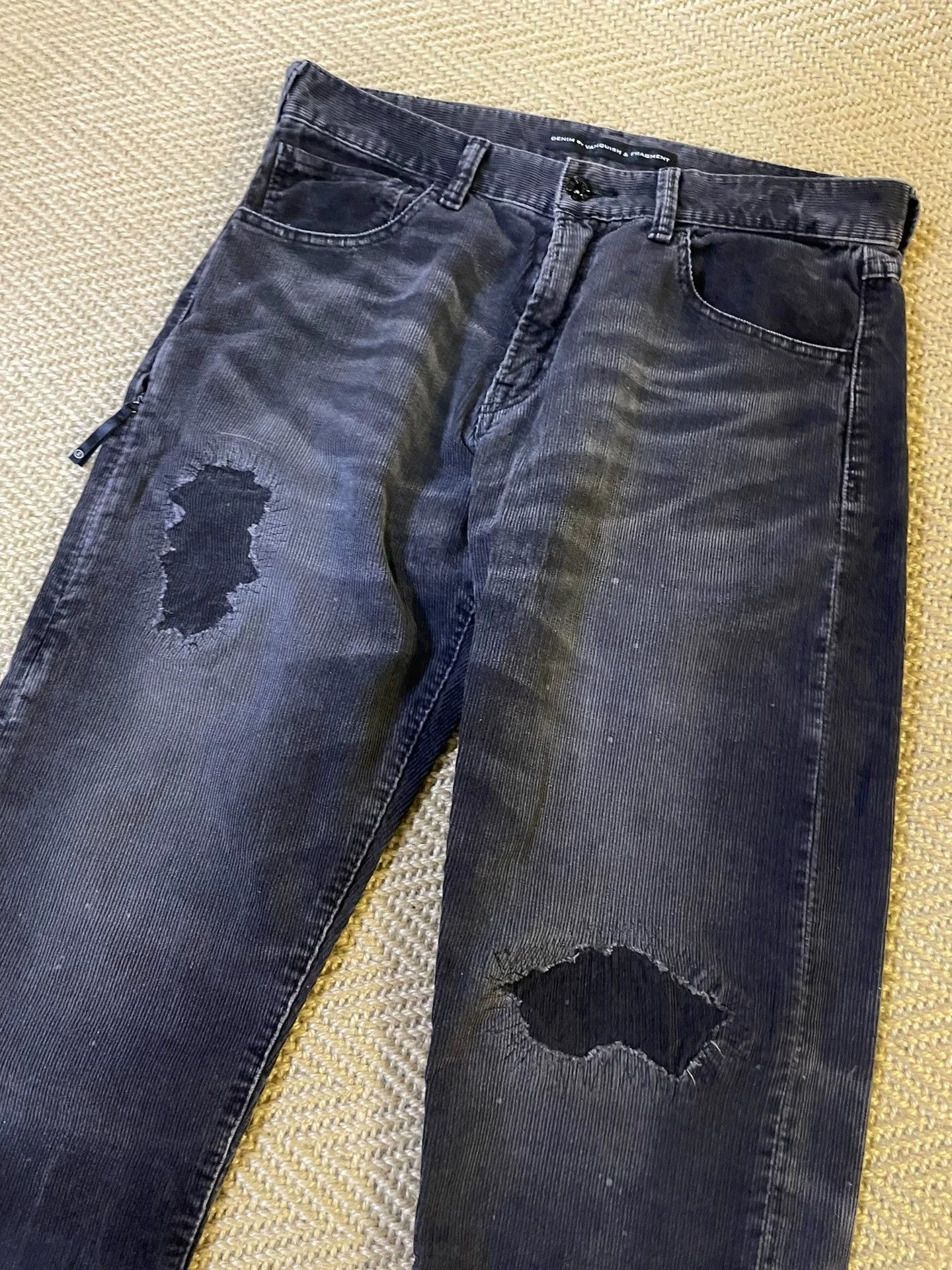 Fragment Design FRAGMENT x VANQUISH Black Washed Corduroy Pants W30 Size US 30 / EU 46 - 3 Thumbnail
