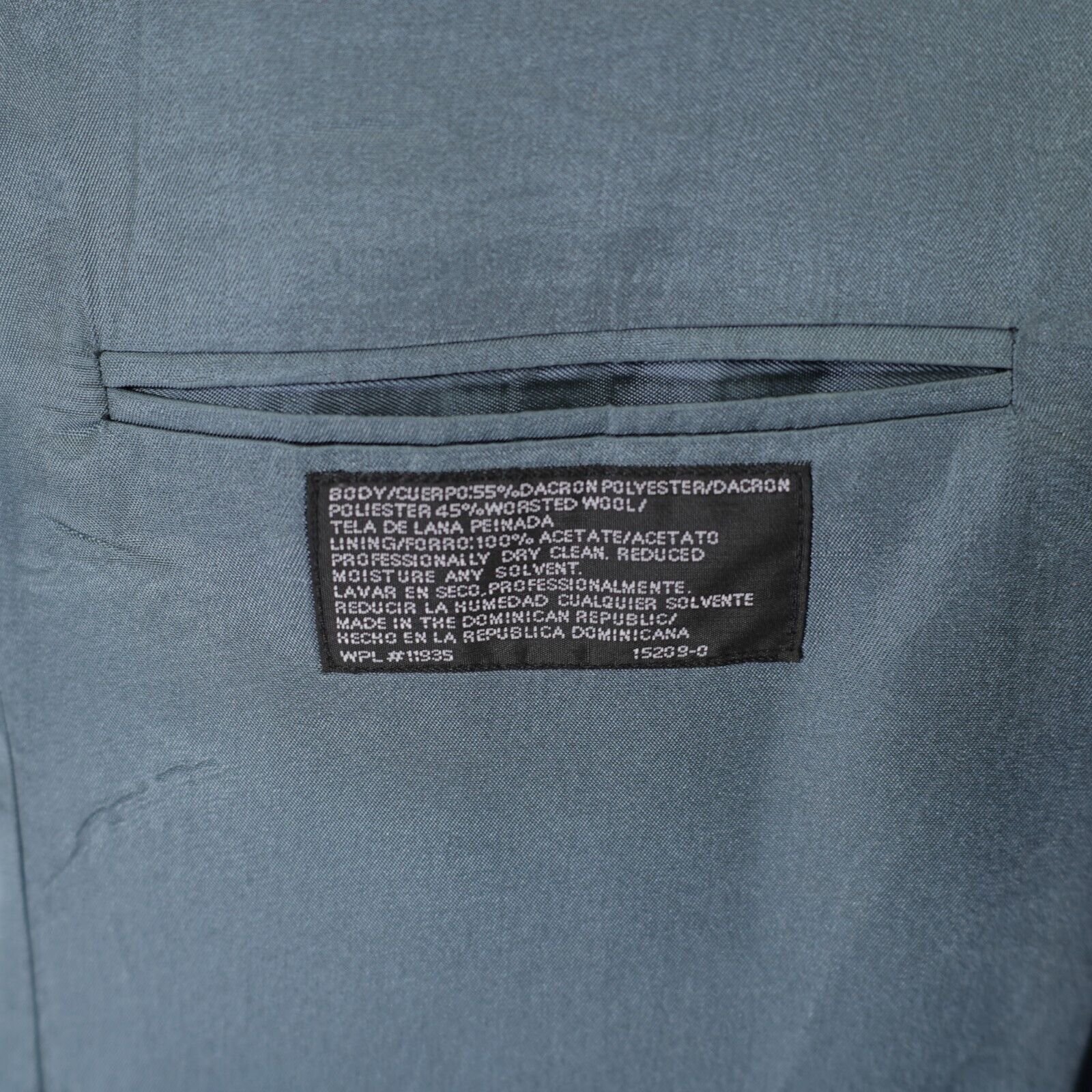 Stafford Stafford Worsted Wool Blend Blue 2 Gold Button 44L / Slim 46 Size 44L - 10 Thumbnail