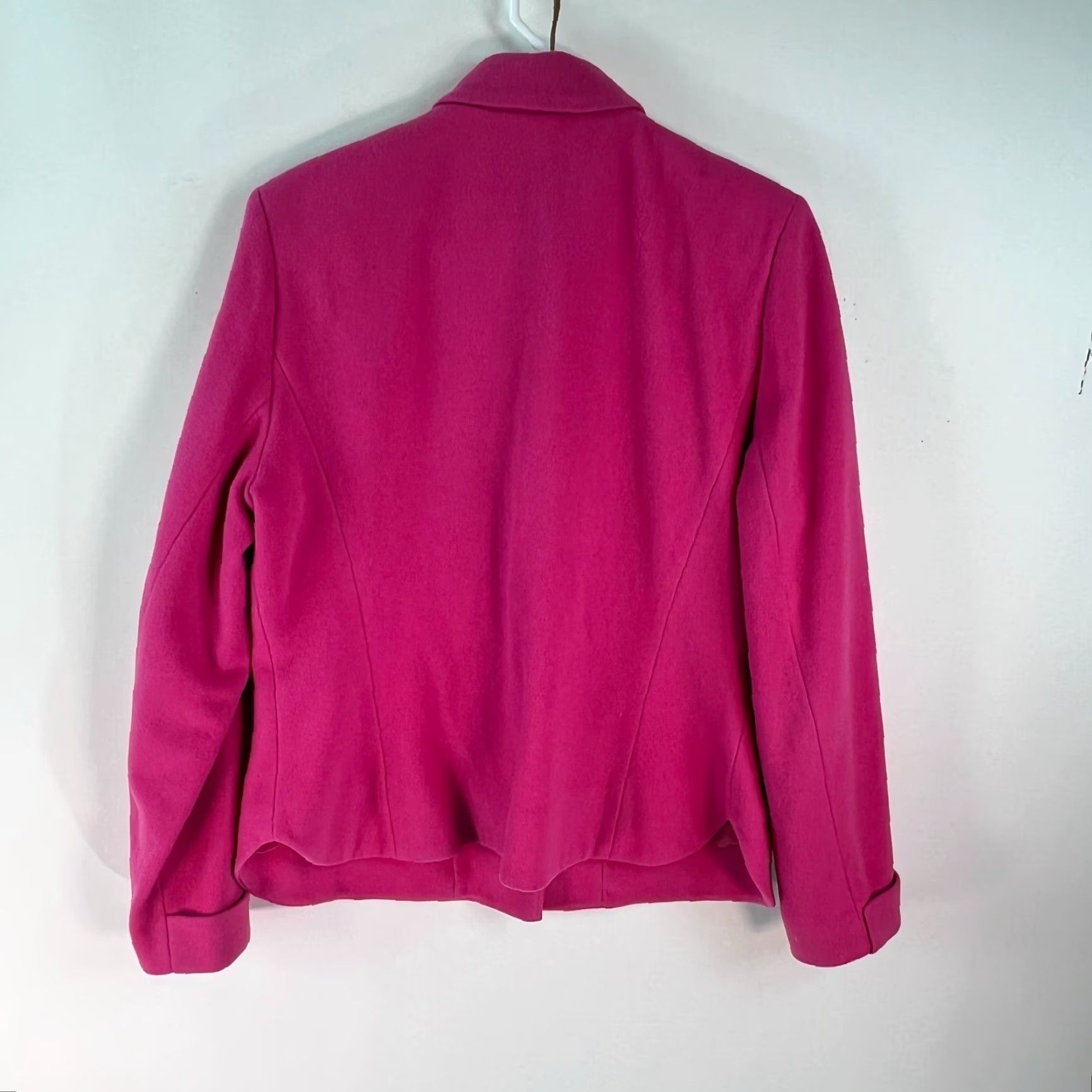 Pinko Womens Pink Wool Blend Jacket, Long Sleeve, Button Front, Spread Collar, Chest Pockets, Size 12, Regular Fit, Classic Pattern, Casual/Formal Size XL / US 12-14 / IT 48-50 - 2 Thumbnail