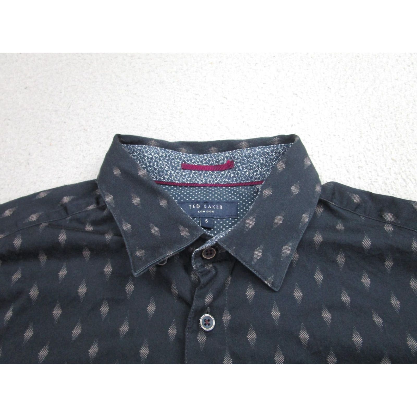 Ted Baker Ted Baker Shirt Mens XL Blue Geometric Pattern Button-Up Long Sleeve Classic Business Casual Size US XL / EU 56 / 4 - 4 Thumbnail