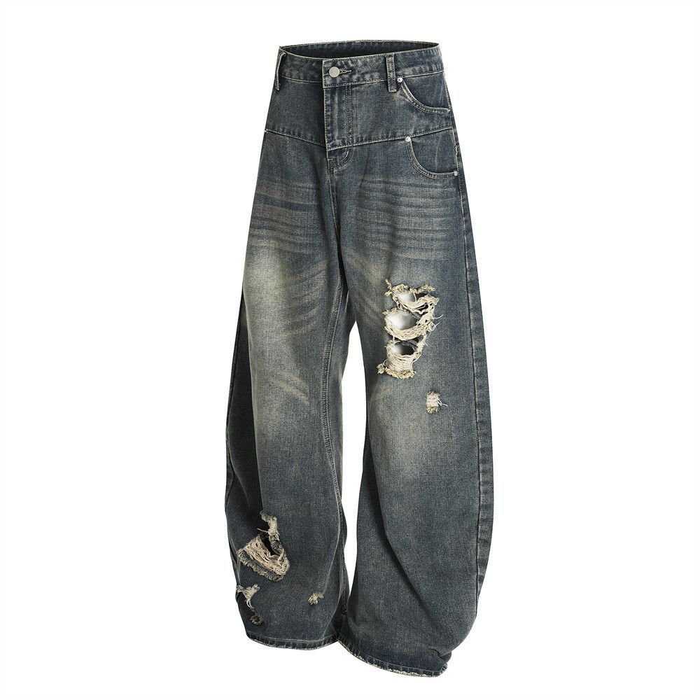 Japanese Brand × Jean Men's loose wide-leg punk washed ripped scimitar jeans Size US 32 / EU 48 - 2 Thumbnail
