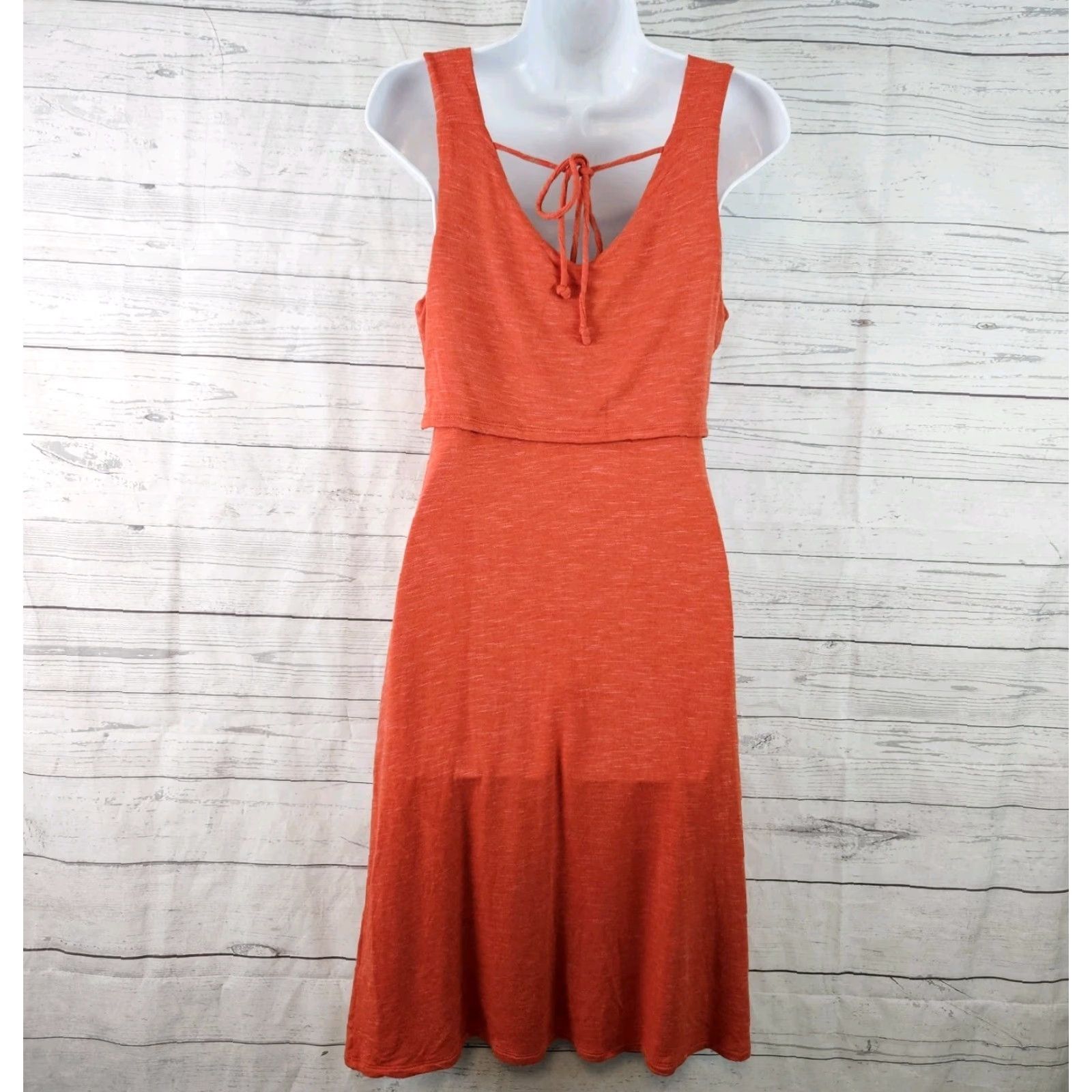 Vintage Cabi 5972 Womens Weekend Tank Dress Sz XS Orange Scoop Neck Rayon Blend Size XS / US 0-2 / IT 36-38 - 3 Thumbnail