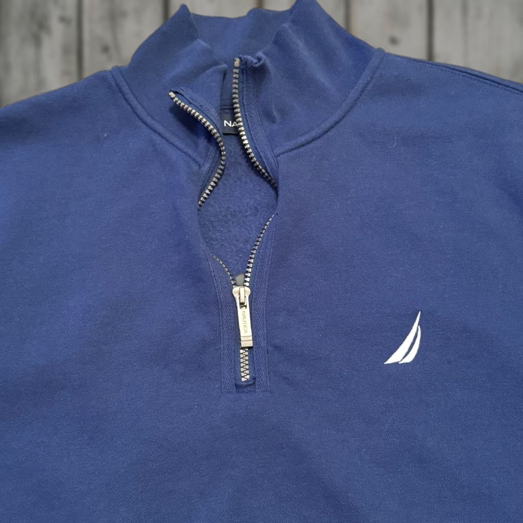 Nautica NAUTICA 1/4 Zip Sweatshirt Mens Sz Medium Blue Pullover Logo Mock Collar Size US M / EU 48-50 / 2 - 1 Thumbnail