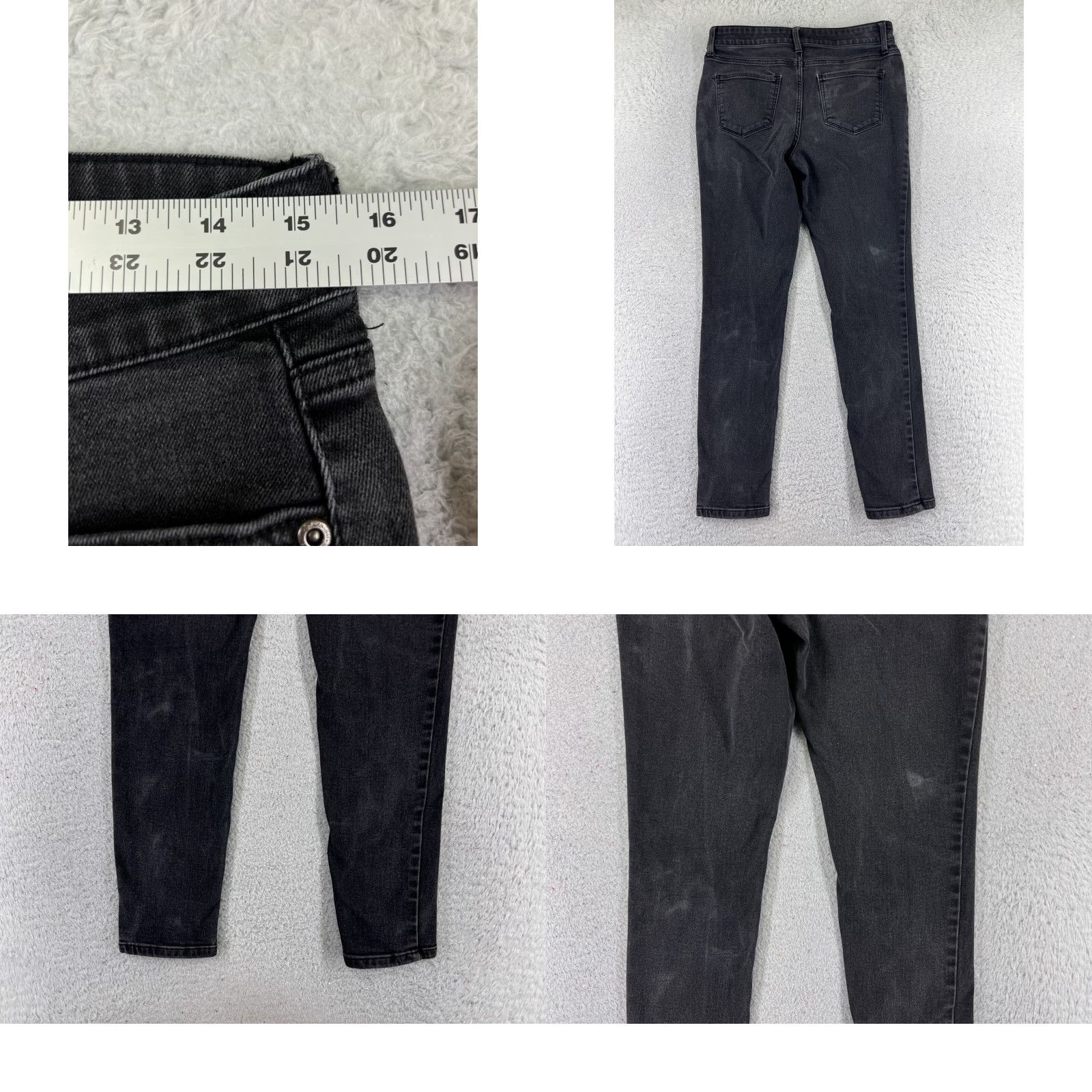 Vintage St. Johns Bay Jeans Skinny Womens 8 Black Denim Cotton Mid Rise 28x29 5-Pocket Design Logo Embroidered Button Zip Size 30" / US 8 / IT 44 - 9 Thumbnail