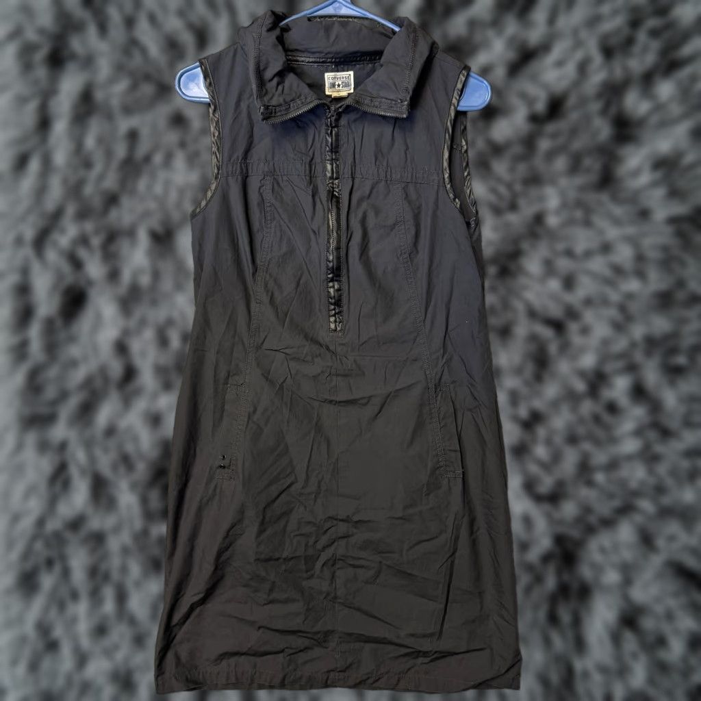 Converse Converse One Star Dress Womens 8 Gray Sleeveless Zip Packable Hood Pockets Shirt Dress Size M / US 6-8 / IT 42-44 - 1 Thumbnail