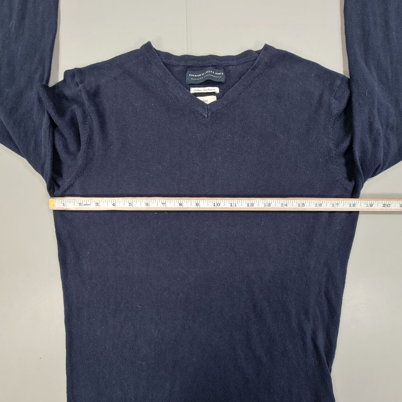 Jack & Jones JACK & JONES Jumper Mens Navy Blue Small V-Neck Long Sleeve Knit Pullover Cotton Cashmere Size US S / EU 44-46 / 1 - 5 Thumbnail