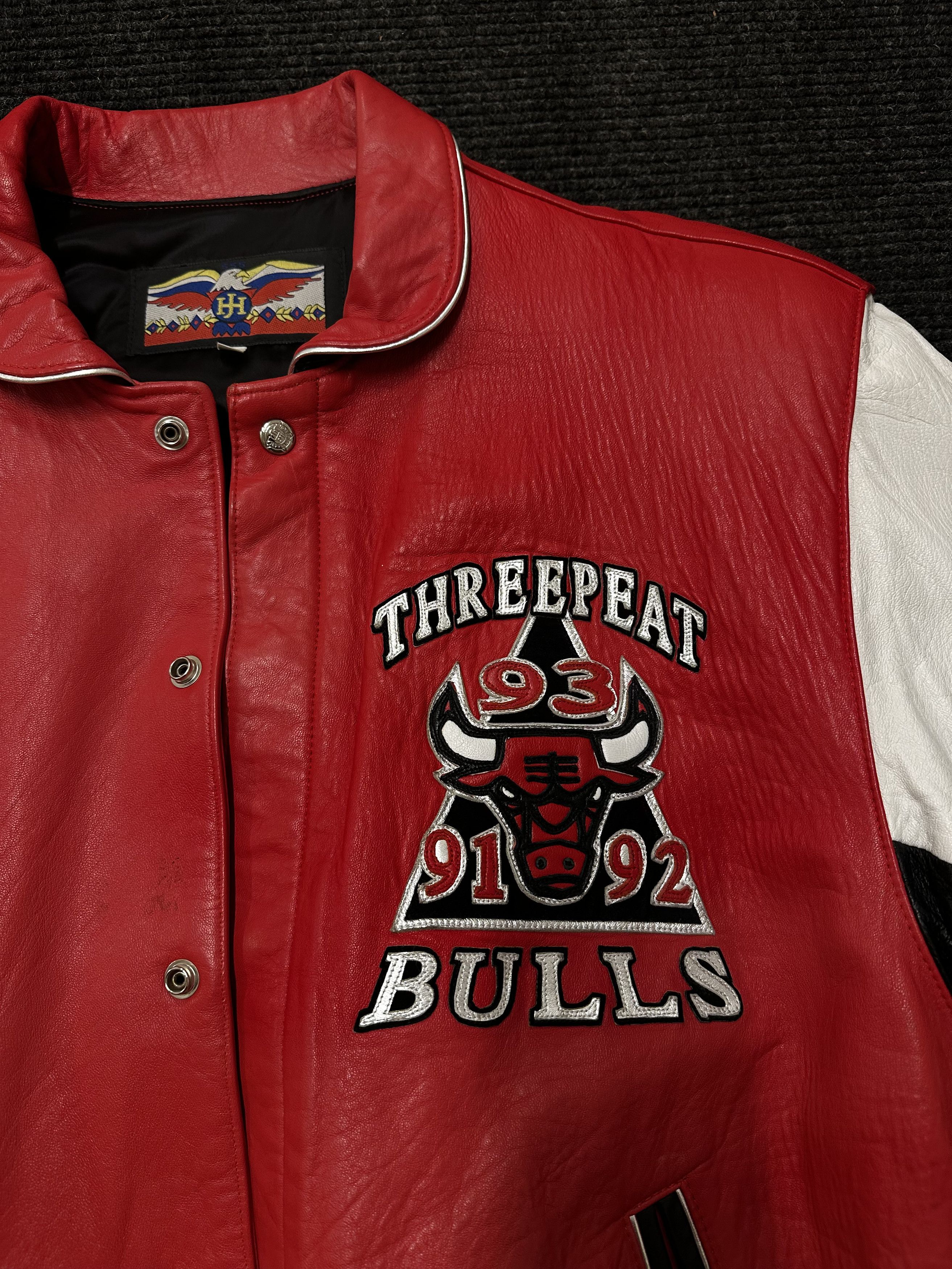 Jeff Hamilton × NBA × Vintage Vintage Jeff Hamilton *THREEPEAT BULLS* Leather Jacket Size US XL / EU 56 / 4 - 3 Thumbnail