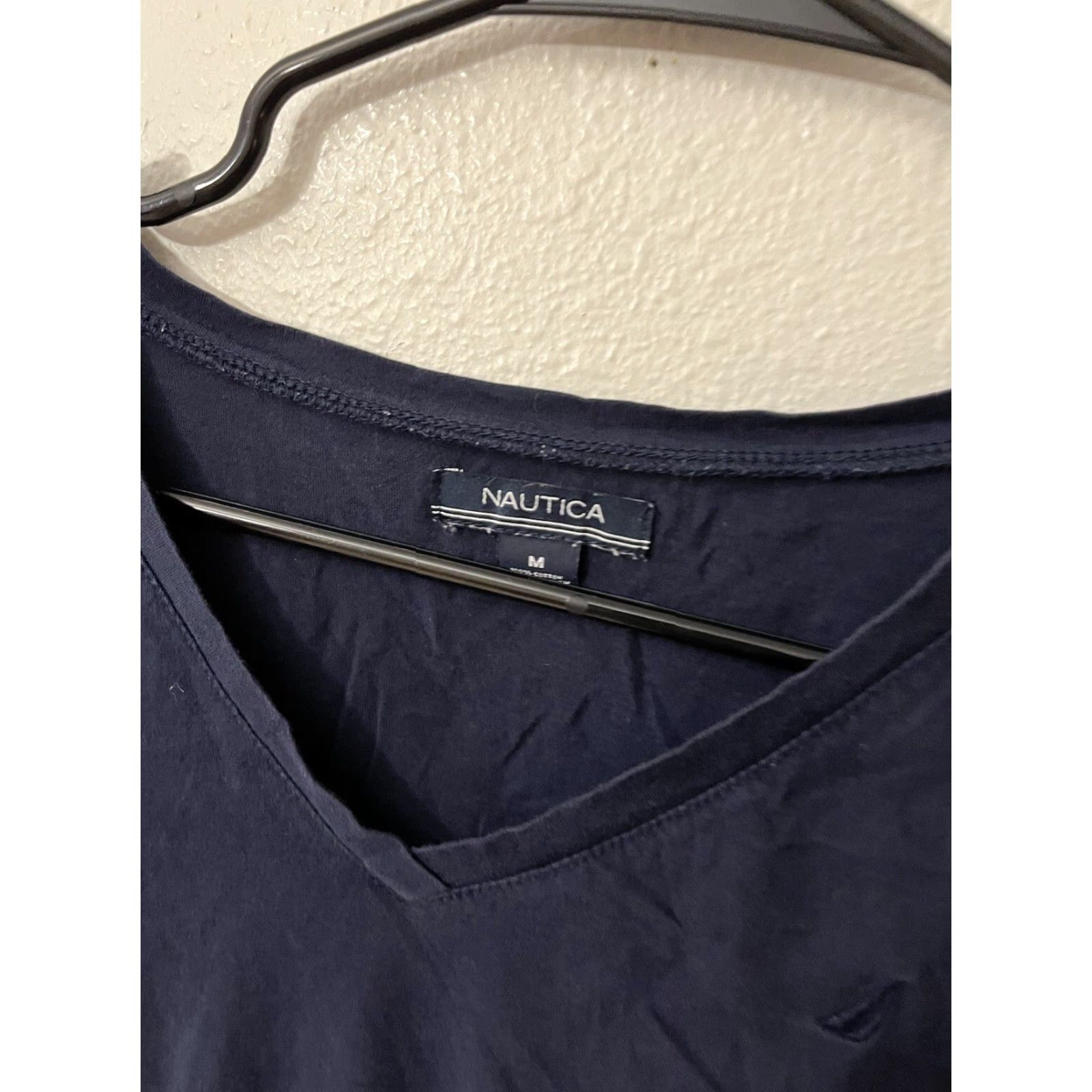 Nautica Nautica Womens 3/4 sleeve V neck blue/white striped top, size Medium Size M / US 6-8 / IT 42-44 - 3 Thumbnail