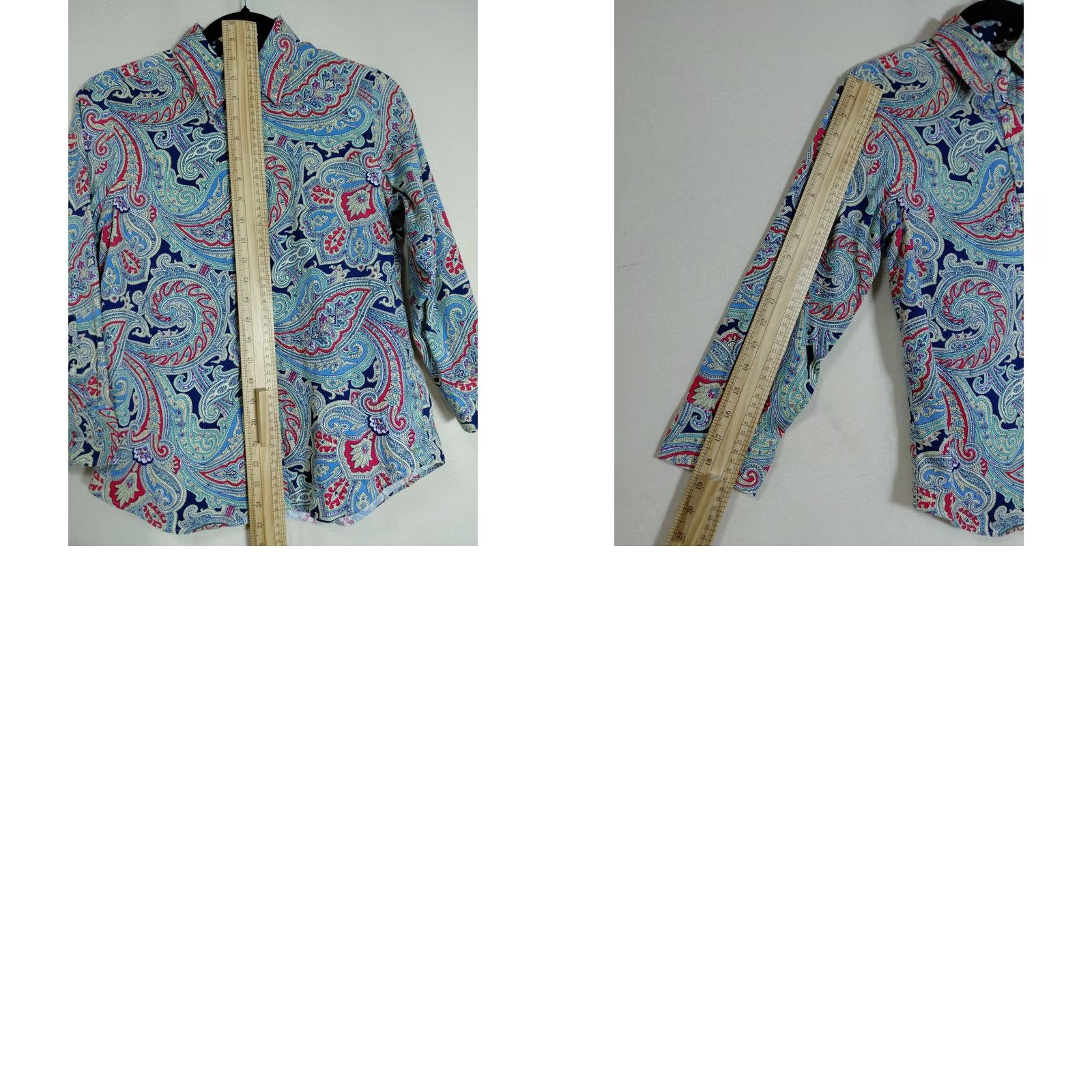 Chaps CHAPS Paisley Print Button-Up Shirt Blue Cotton Long Sleeve Women Size S Size S / US 4 / IT 40 - 8 Thumbnail