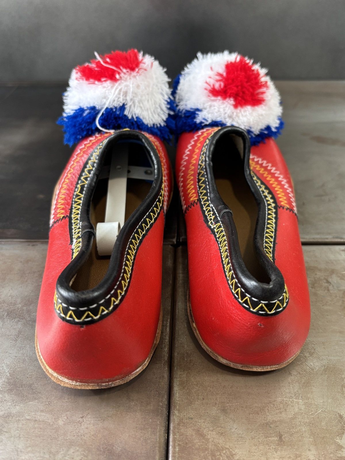 Vintage Greek Tsarouchi Slippers Pom Pom Loafers Vintage Army Guard Size US 8 / IT 38 - 7 Thumbnail