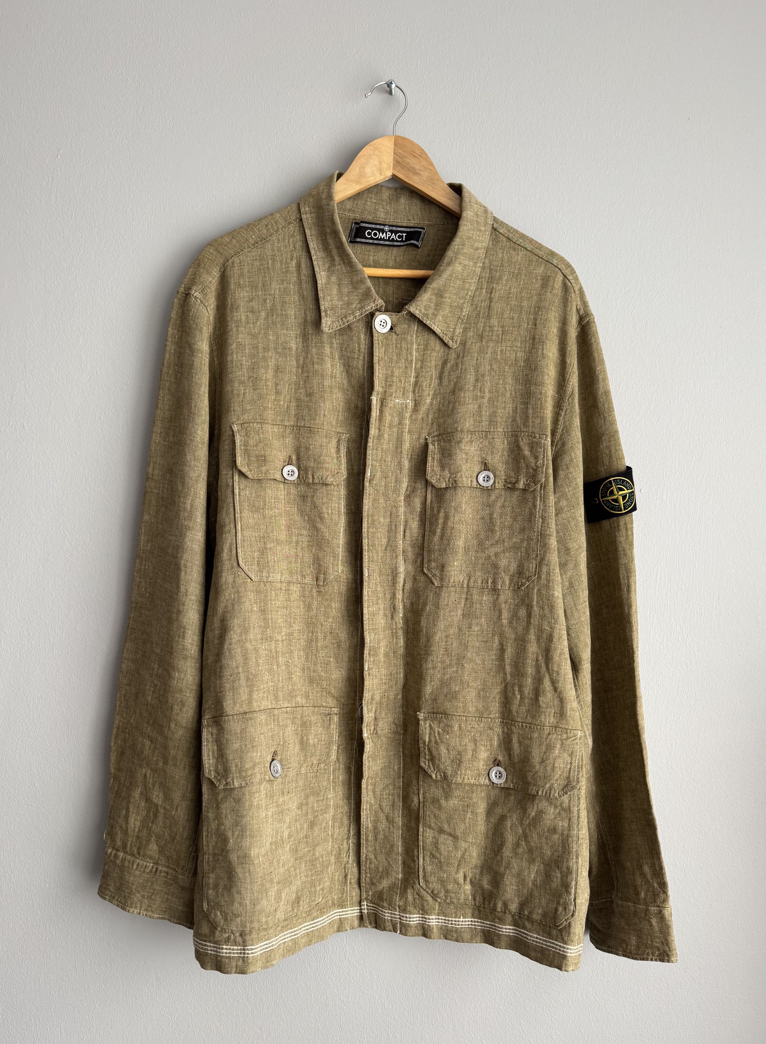 Stone Island RARE Stone Island 90s Compact Flax Linen Jacket Garment Dyed Size US L / EU 52-54 / 3 - 1 Thumbnail