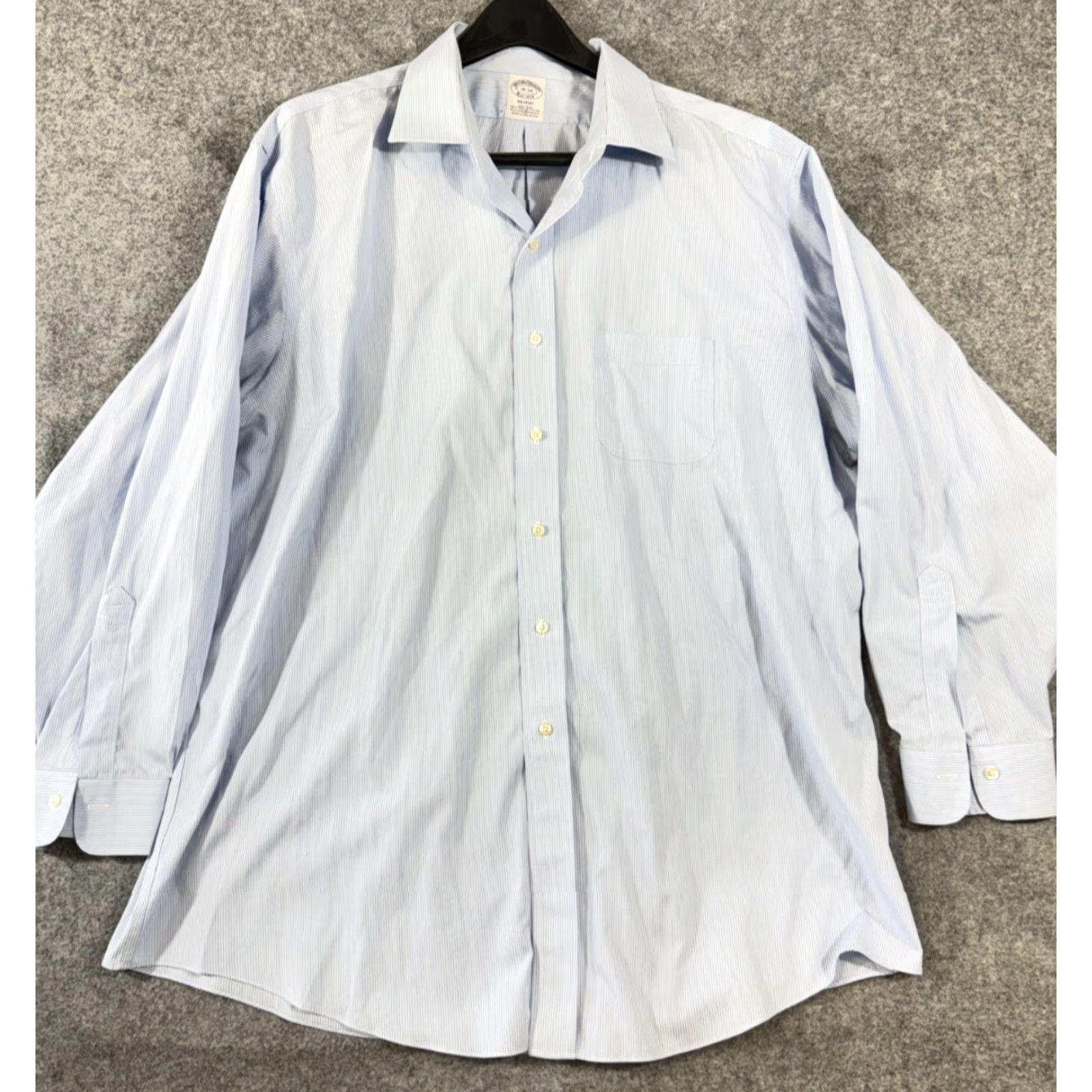 Brooks Brothers Brooks Brothers Regent Dress Shirt Mens 18-34 Blue Pinstriped Non-Iron Stretch Long Sleeve Regular Chest 55 in Womens? Size 48R - 2 Thumbnail